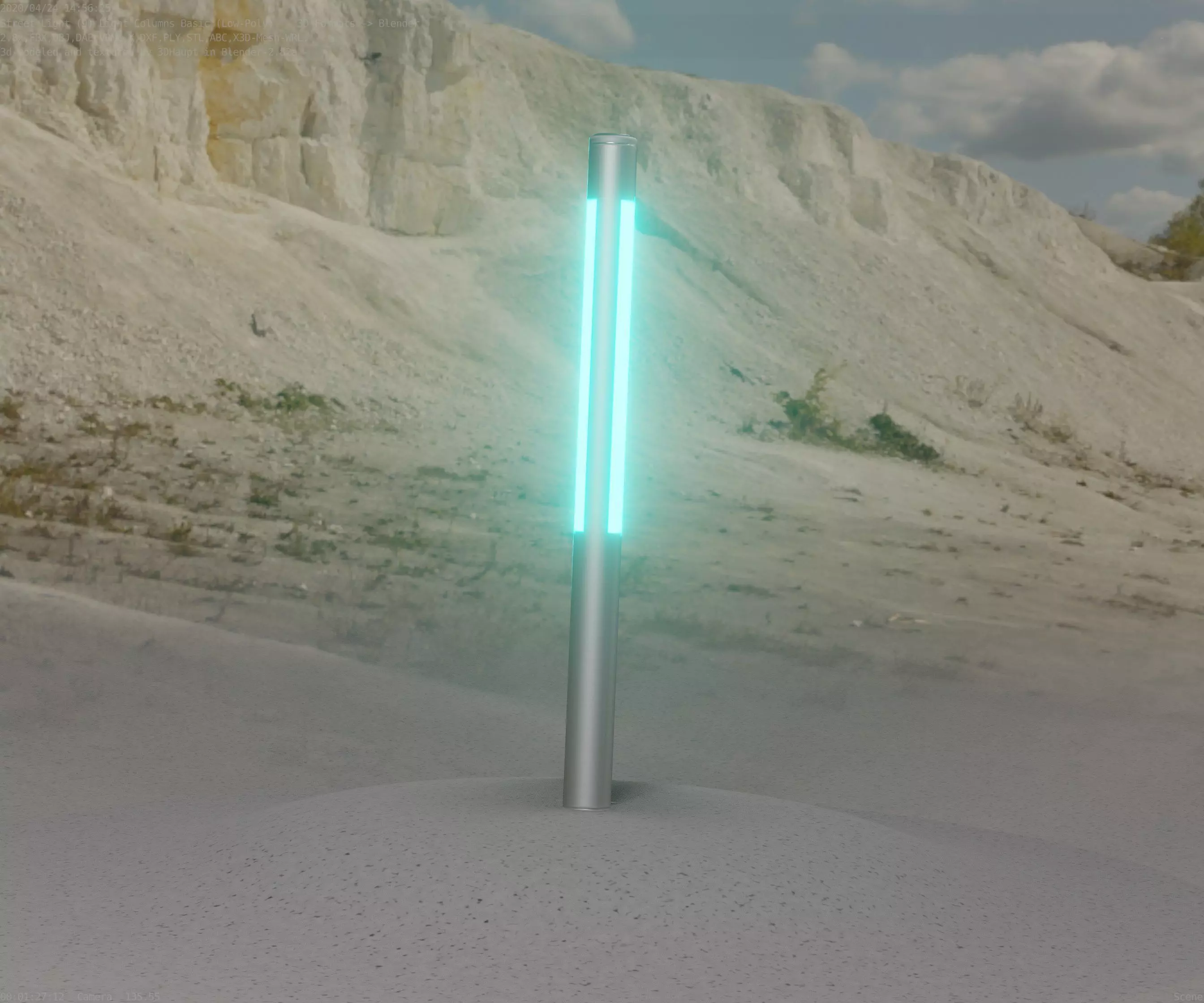 Low-Poly Basic Light Column 22 - Street Light Set-9 Low-poly 3D model_0