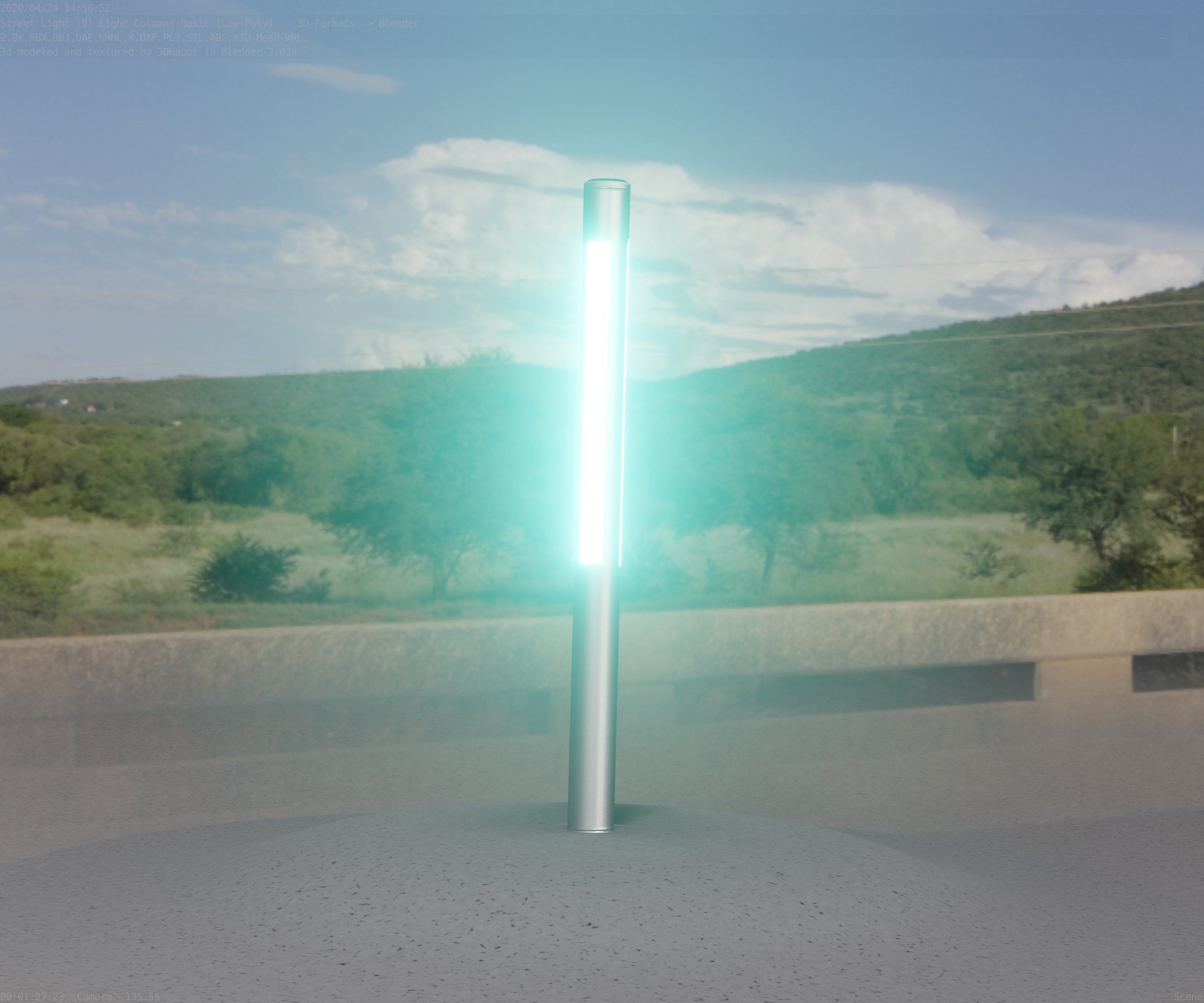 Low-Poly Basic Light Column 22 - Street Light Set-9 Low-poly 3D model_12