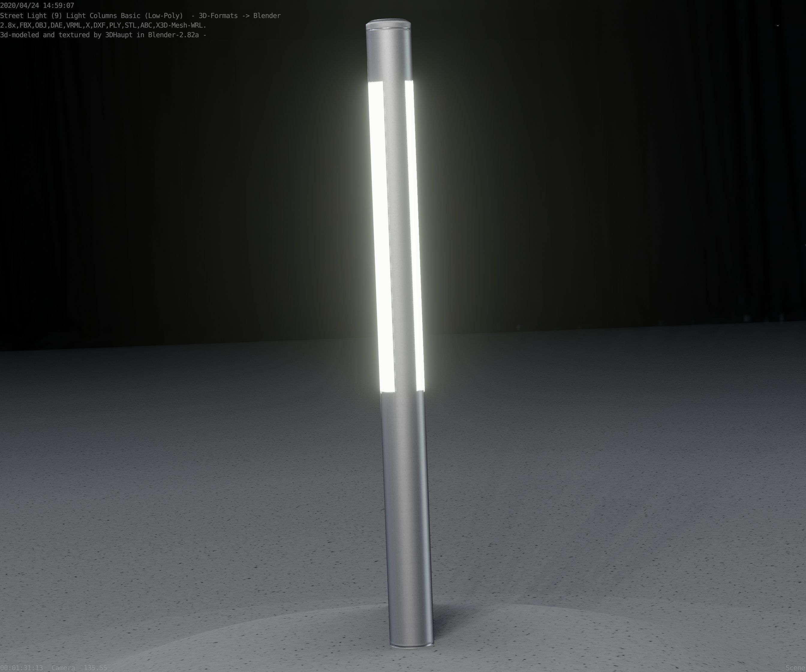 Low-Poly Basic Light Column 22 - Street Light Set-9 Low-poly 3D model_97