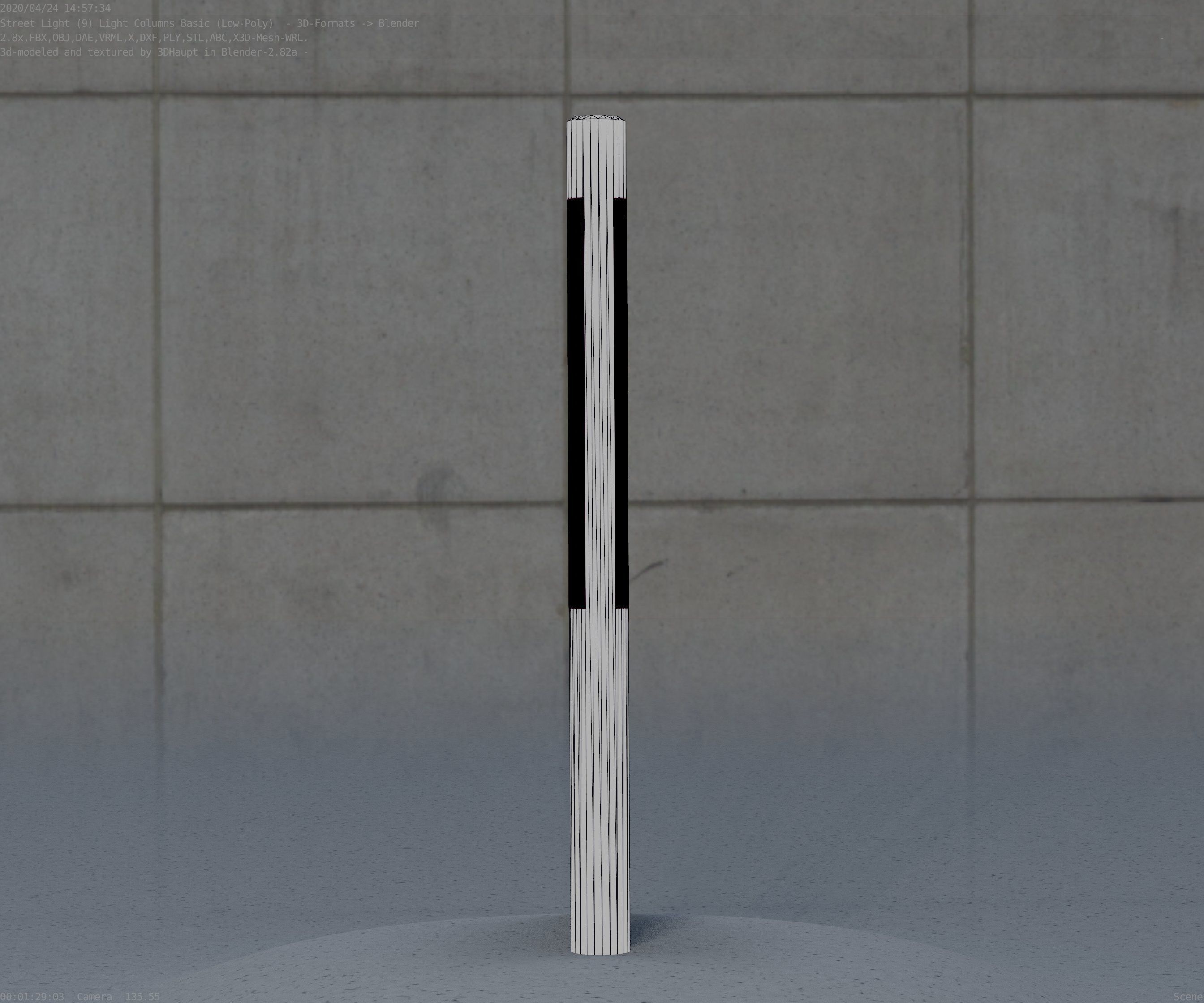 Low-Poly Basic Light Column 22 - Street Light Set-9 Low-poly 3D model_39