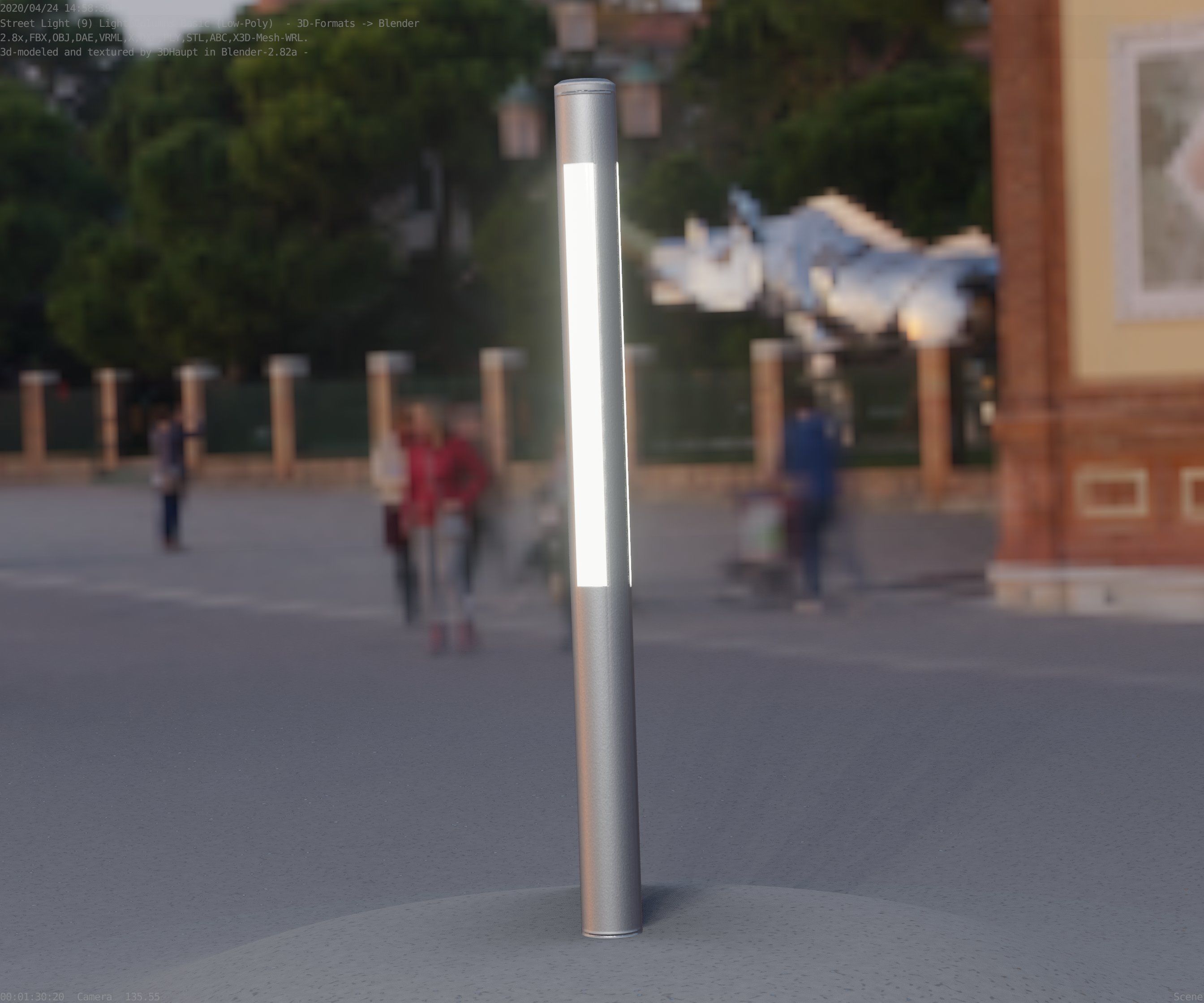 Low-Poly Basic Light Column 22 - Street Light Set-9 Low-poly 3D model_80