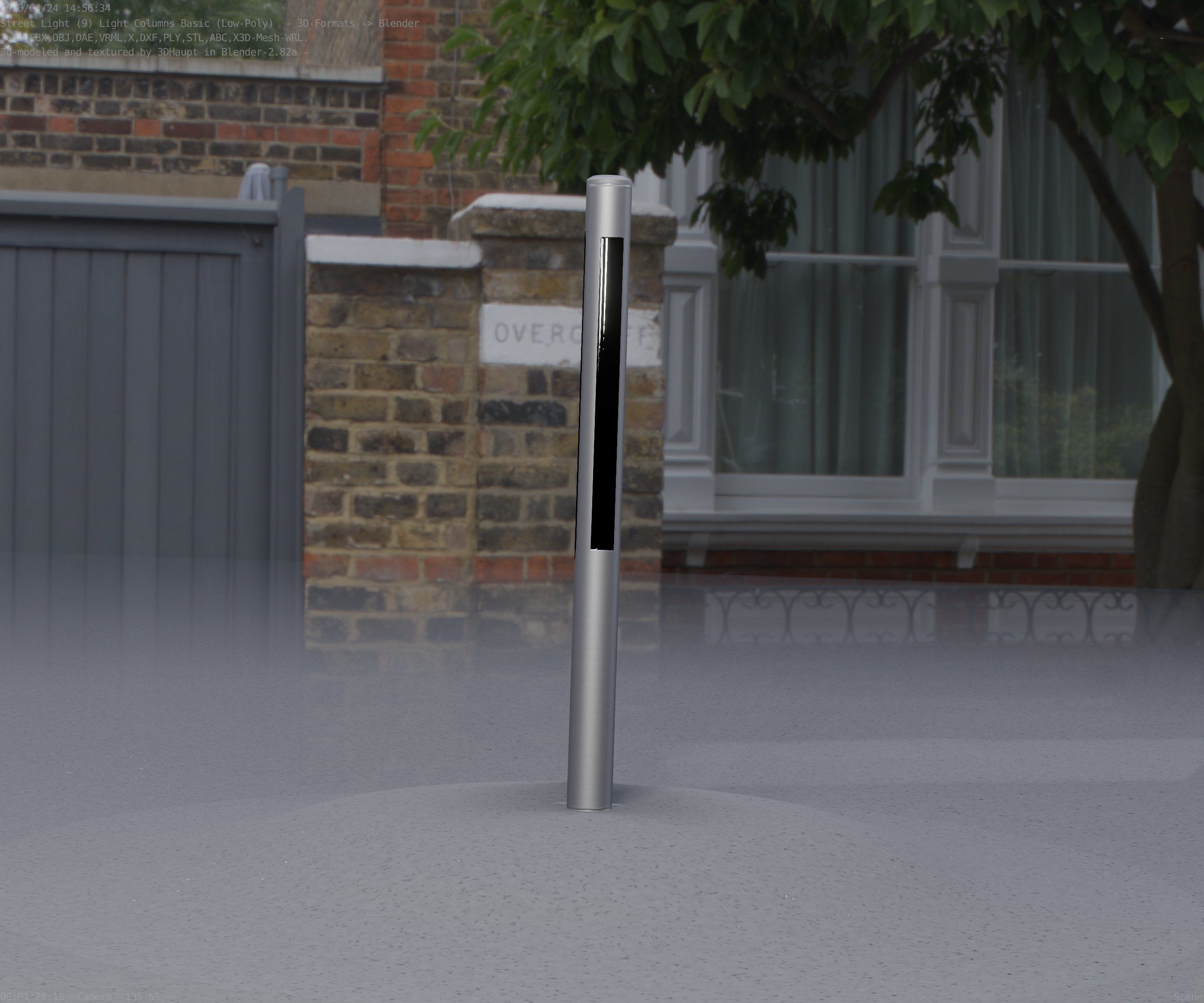 Low-Poly Basic Light Column 22 - Street Light Set-9 Low-poly 3D model_7