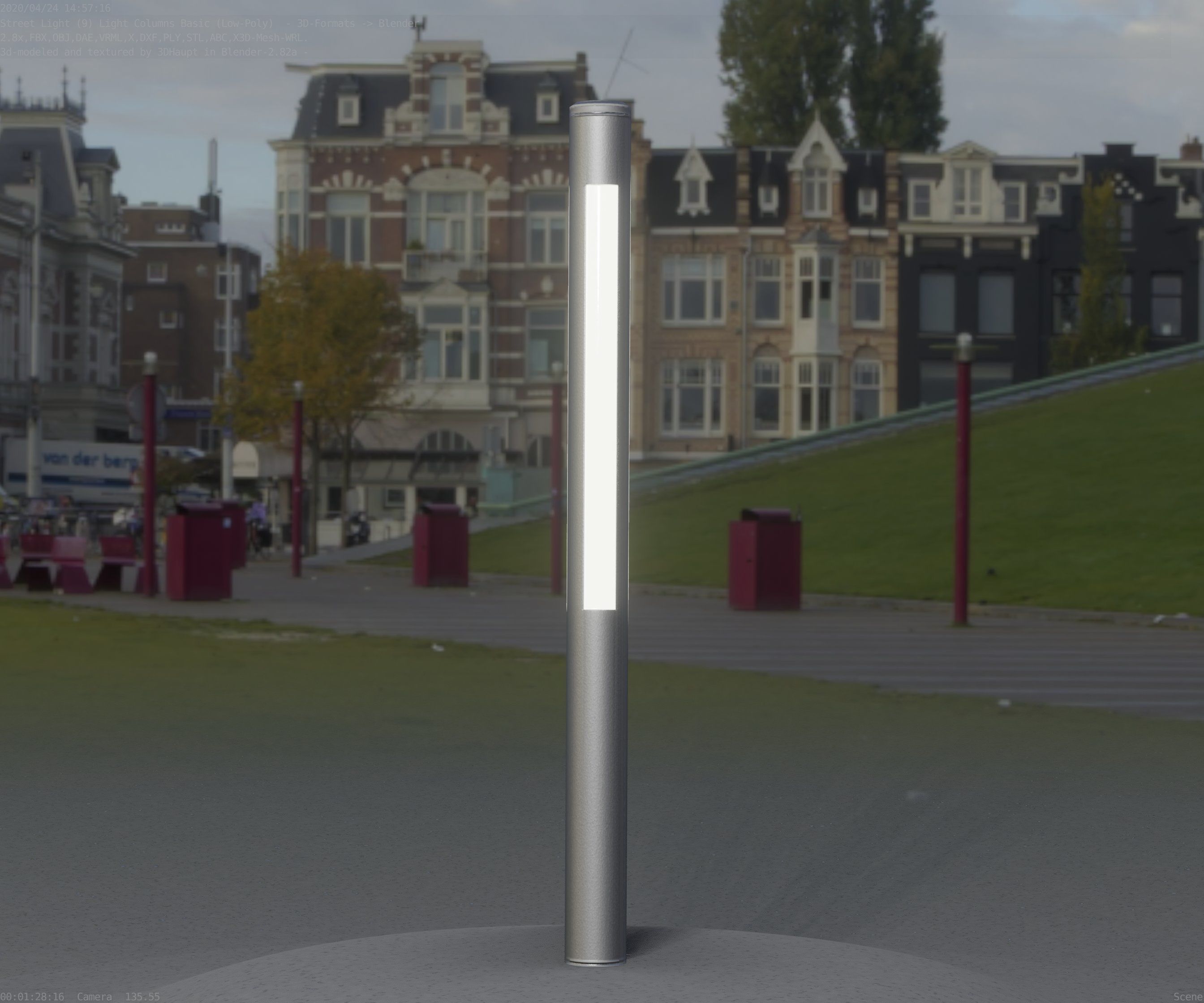 Low-Poly Basic Light Column 22 - Street Light Set-9 Low-poly 3D model_29