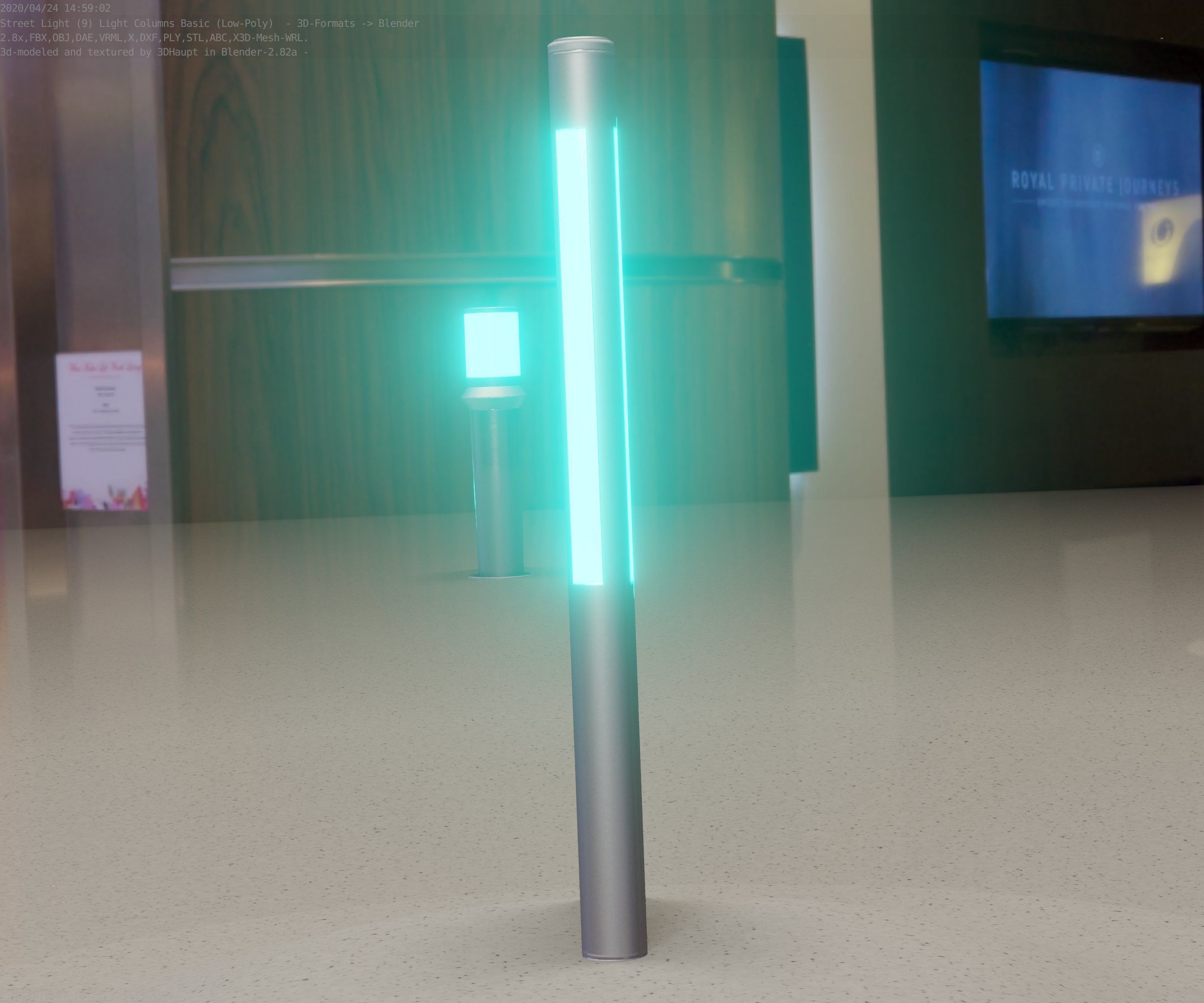 Low-Poly Basic Light Column 22 - Street Light Set-9 Low-poly 3D model_94