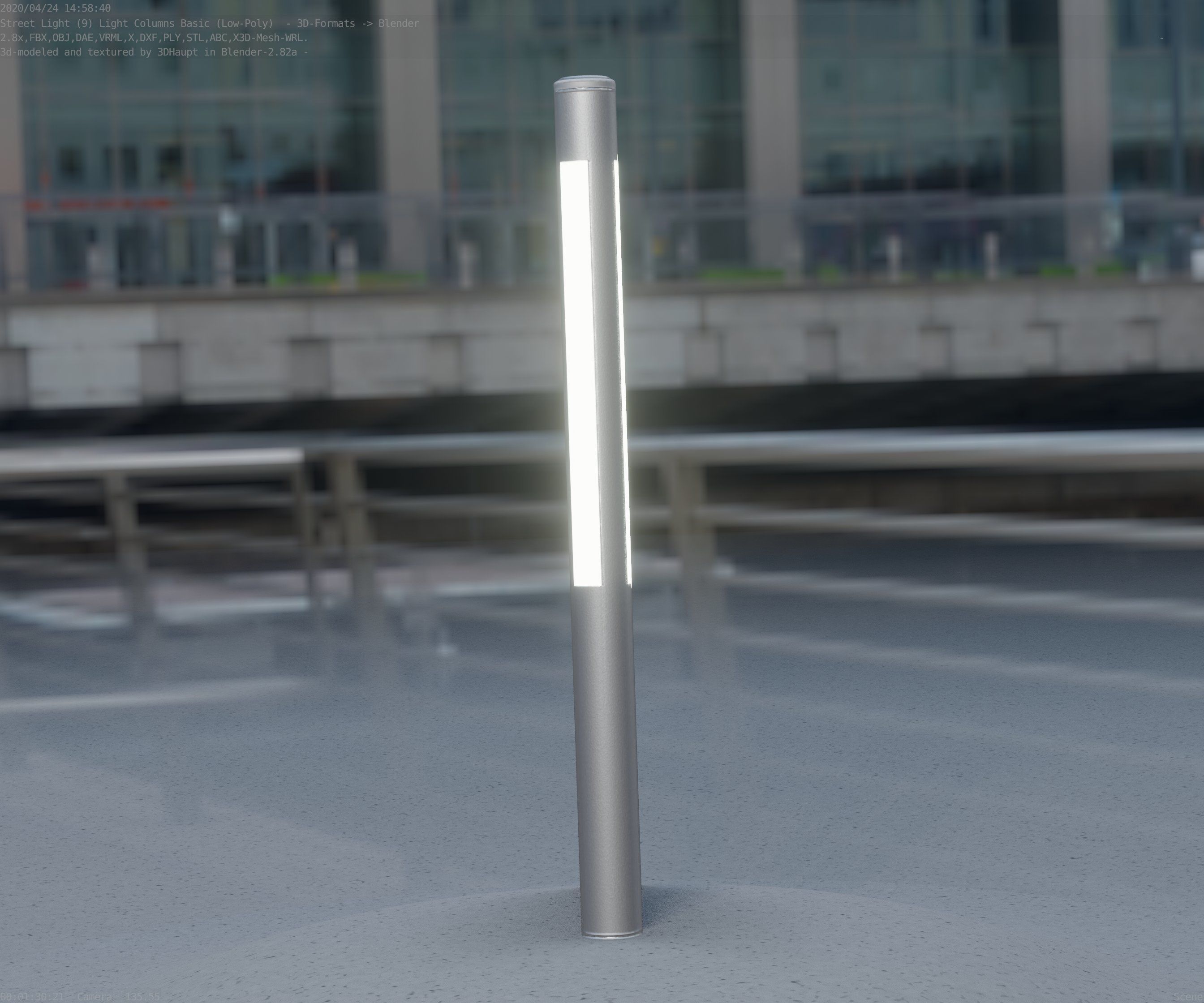 Low-Poly Basic Light Column 22 - Street Light Set-9 Low-poly 3D model_81