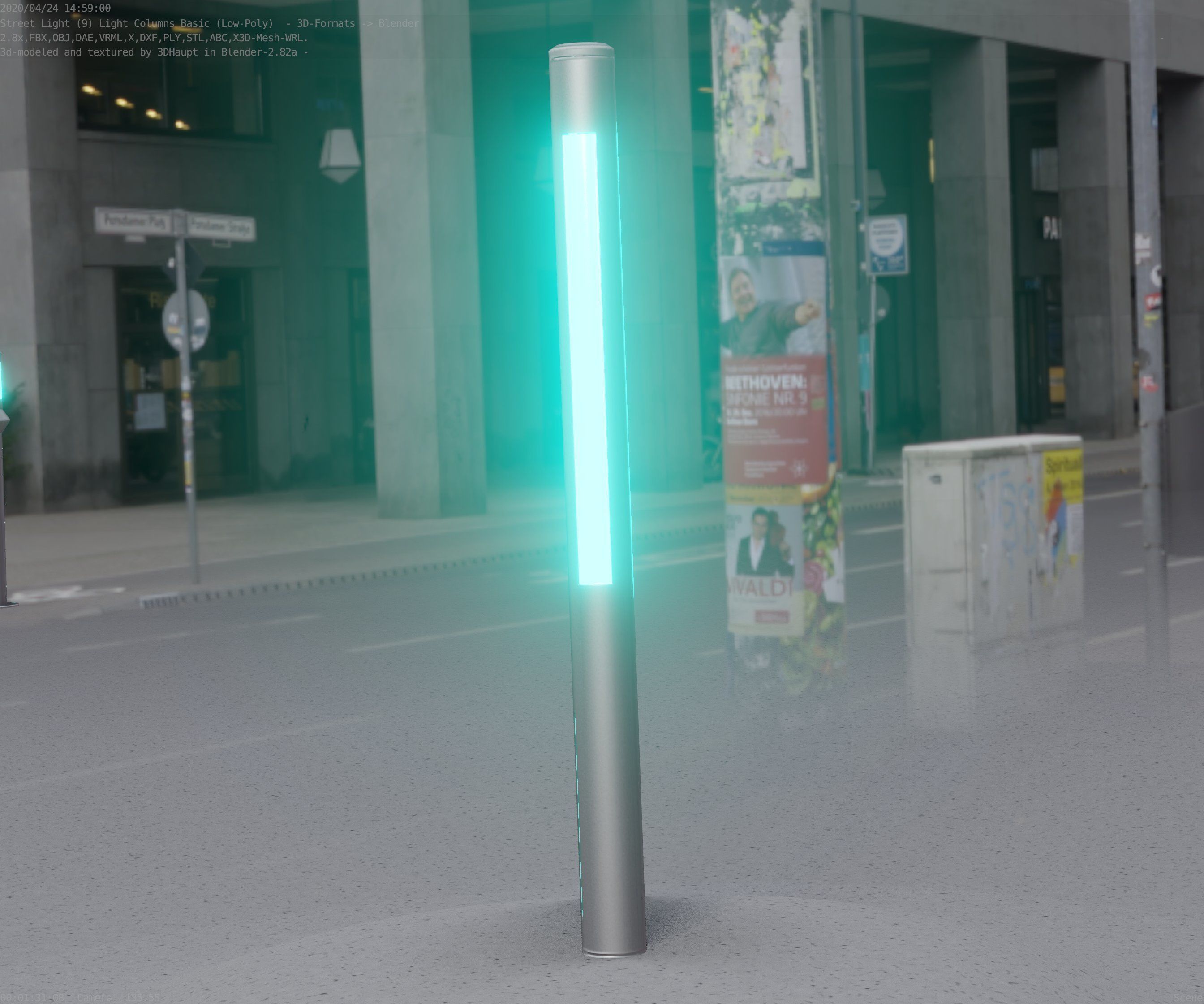 Low-Poly Basic Light Column 22 - Street Light Set-9 Low-poly 3D model_92