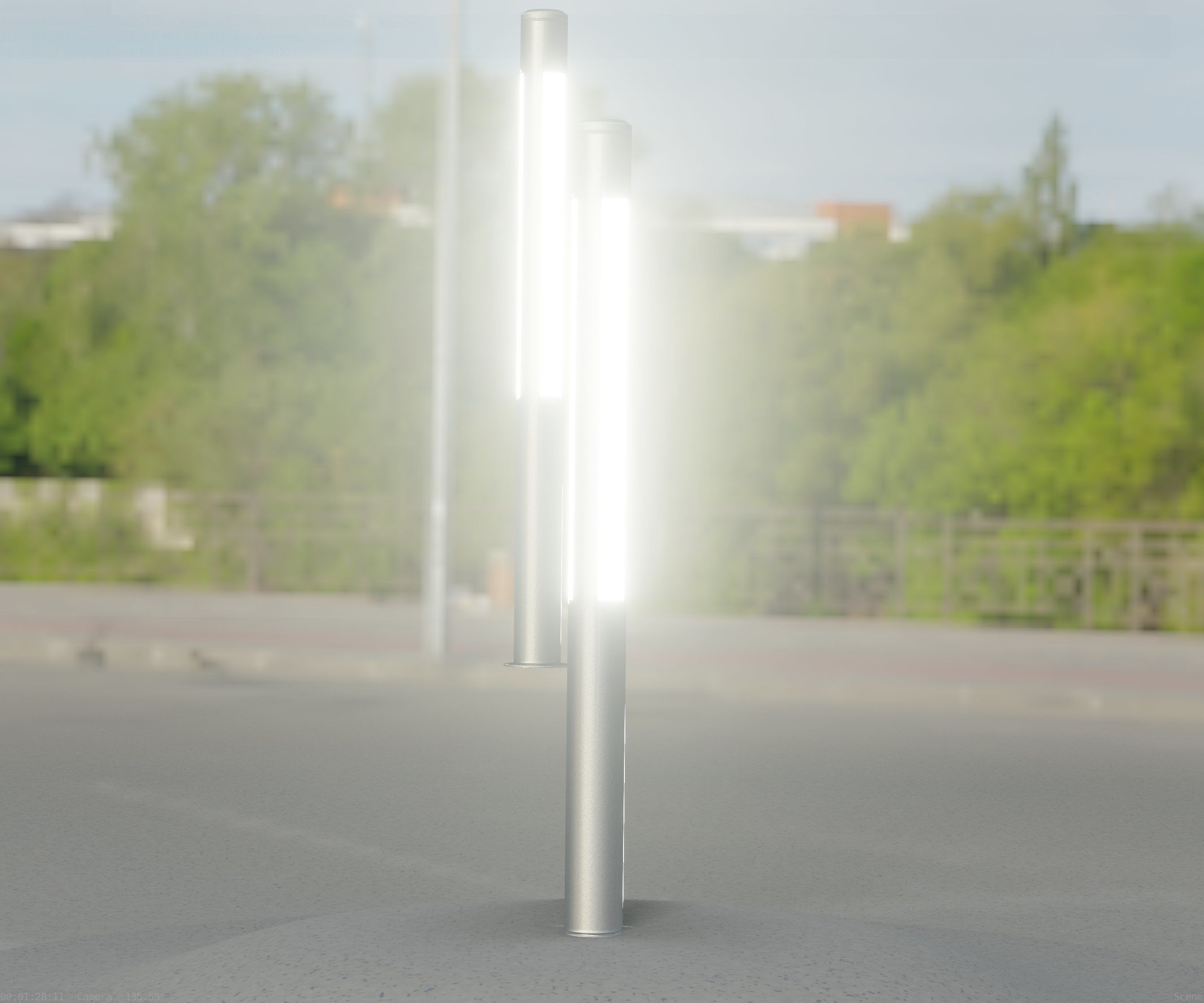 Low-Poly Basic Light Column 22 - Street Light Set-9 Low-poly 3D model_24