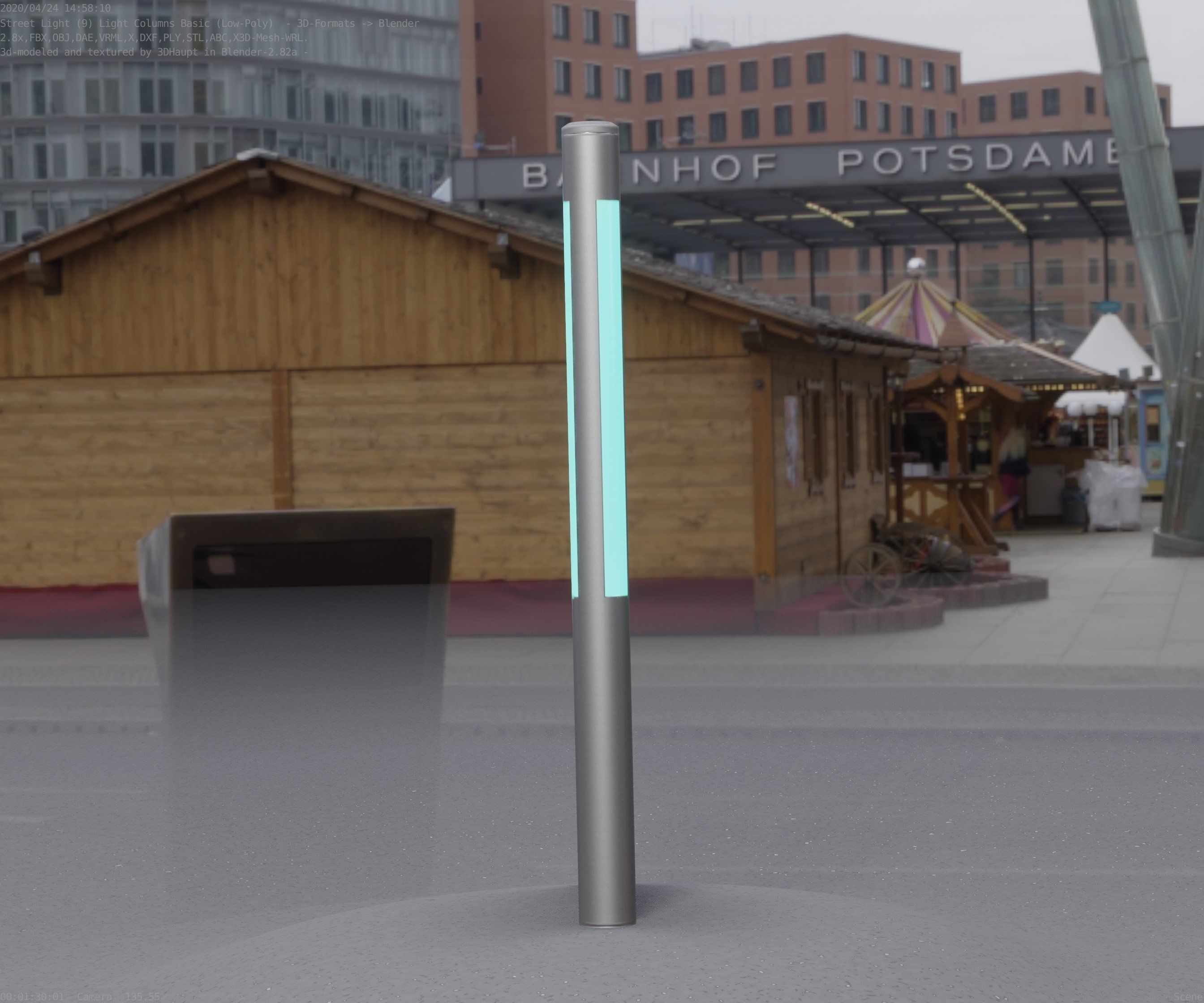 Low-Poly Basic Light Column 22 - Street Light Set-9 Low-poly 3D model_61