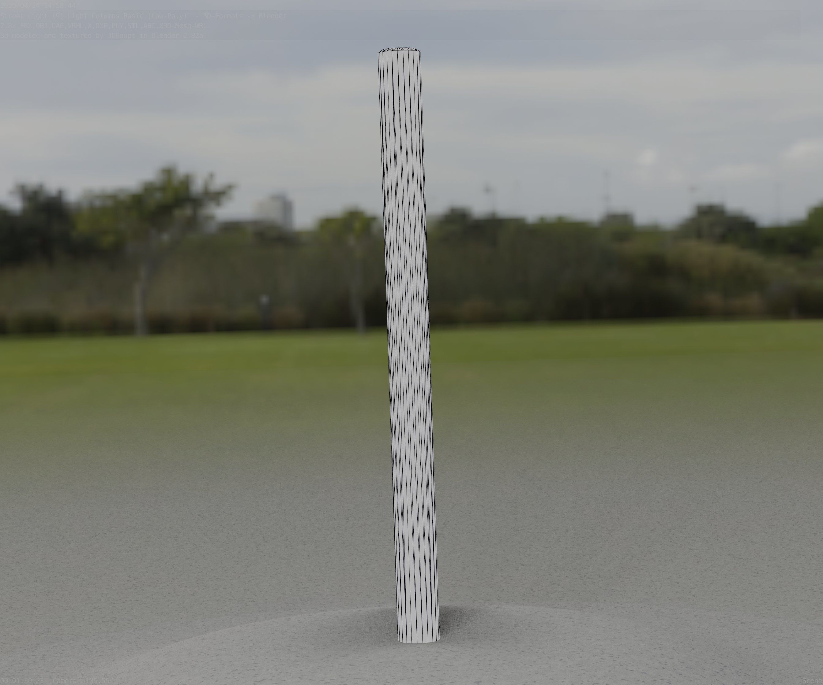 Low-Poly Basic Light Column 22 - Street Light Set-9 Low-poly 3D model_83