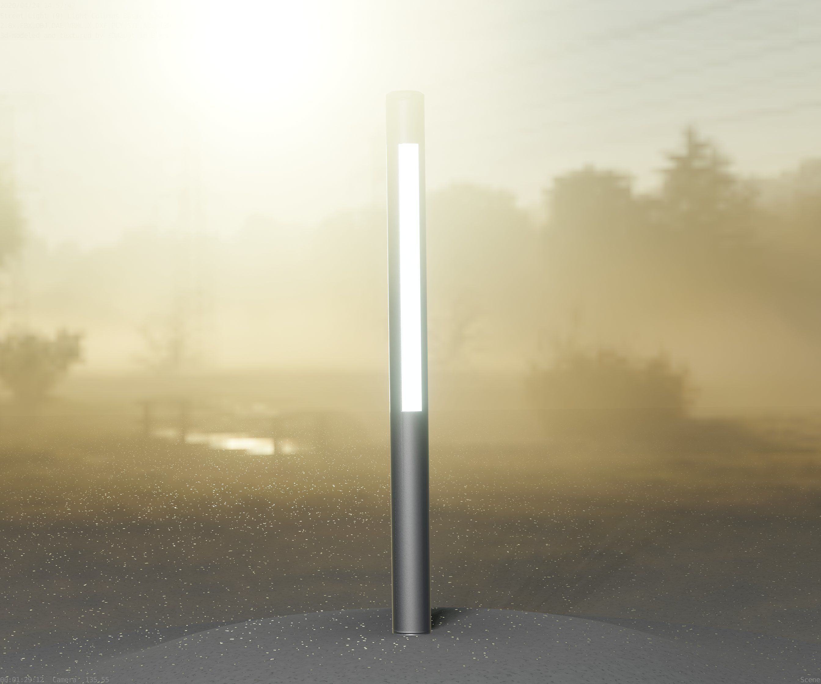 Low-Poly Basic Light Column 22 - Street Light Set-9 Low-poly 3D model_48