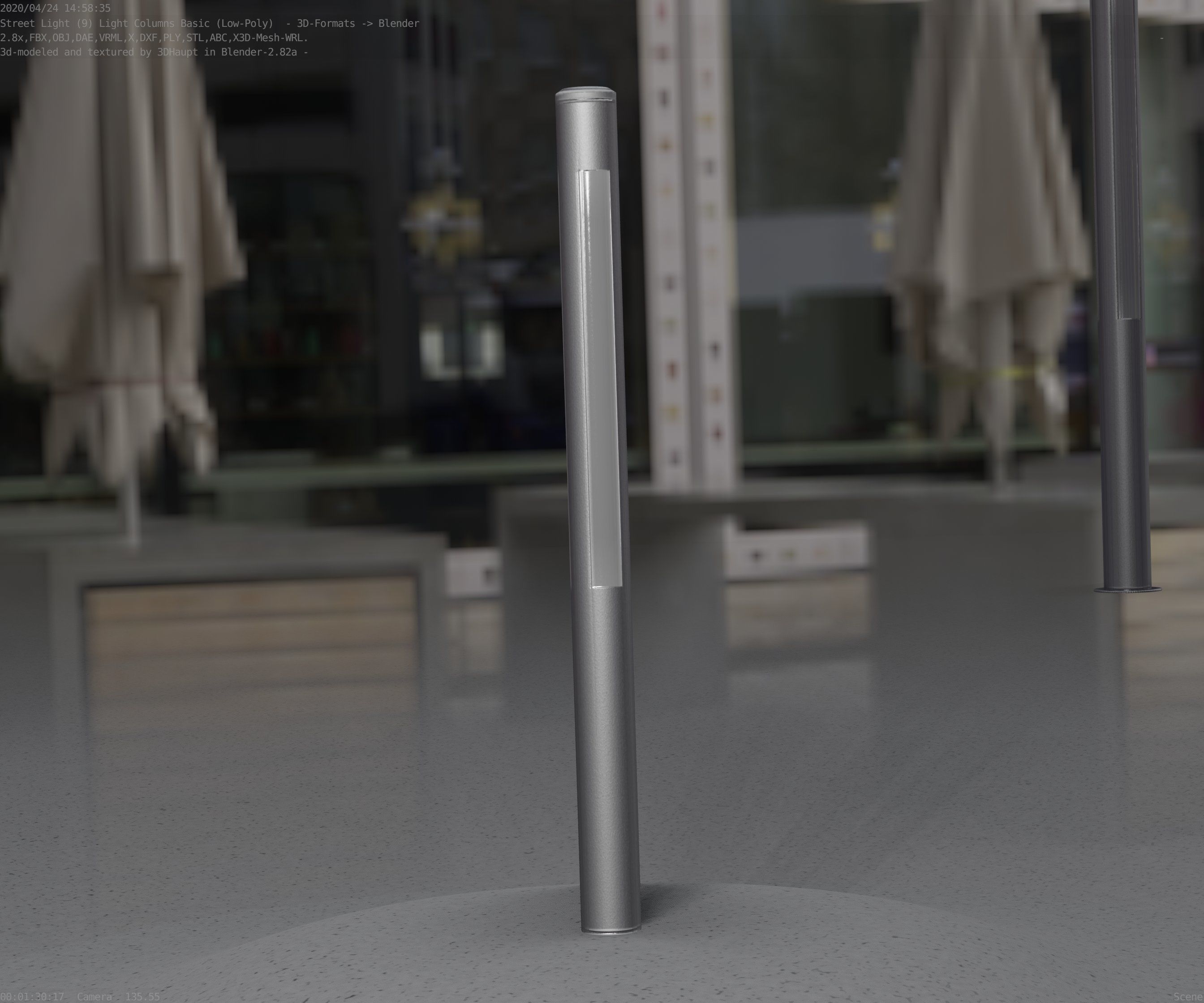 Low-Poly Basic Light Column 22 - Street Light Set-9 Low-poly 3D model_77