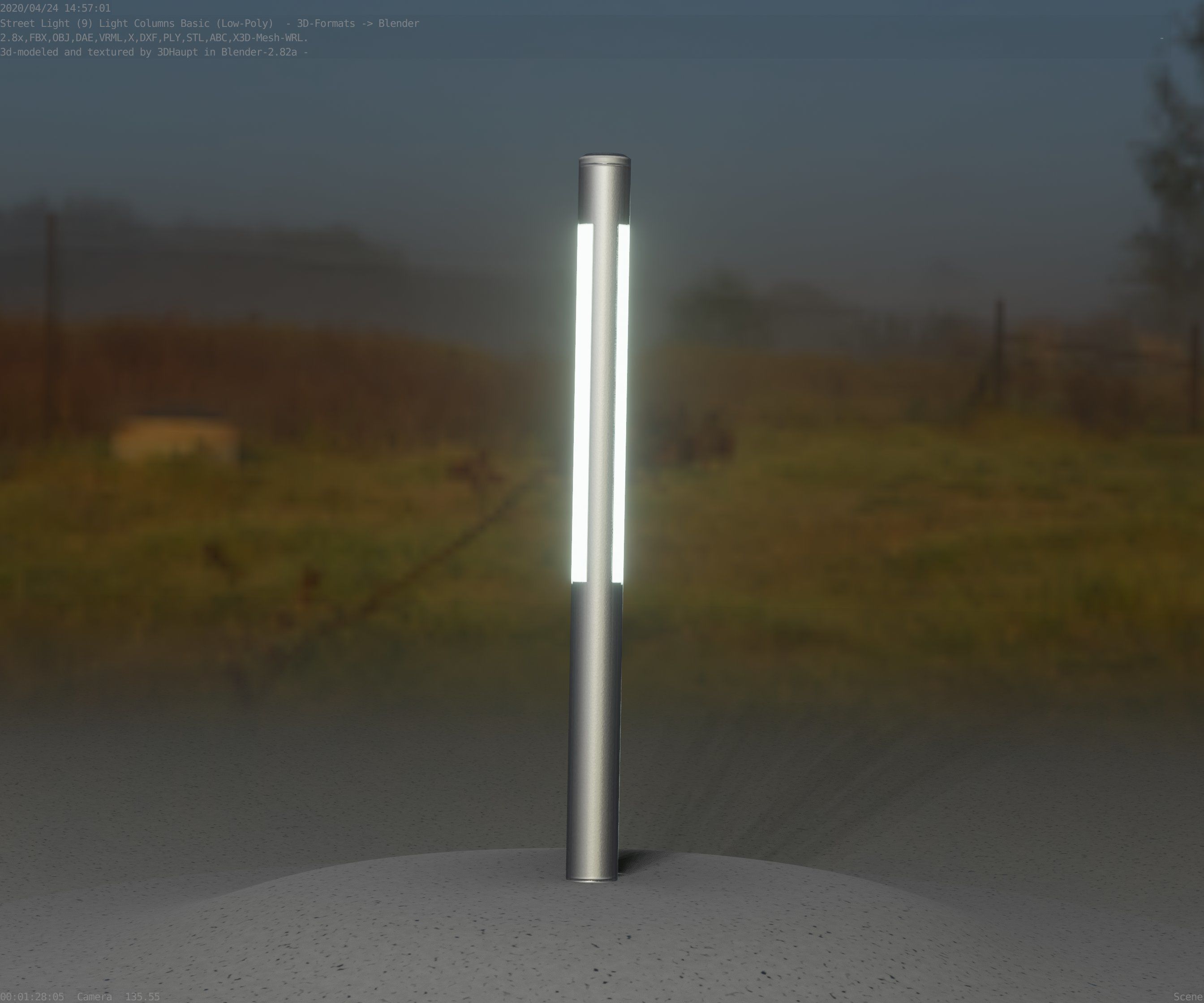 Low-Poly Basic Light Column 22 - Street Light Set-9 Low-poly 3D model_18