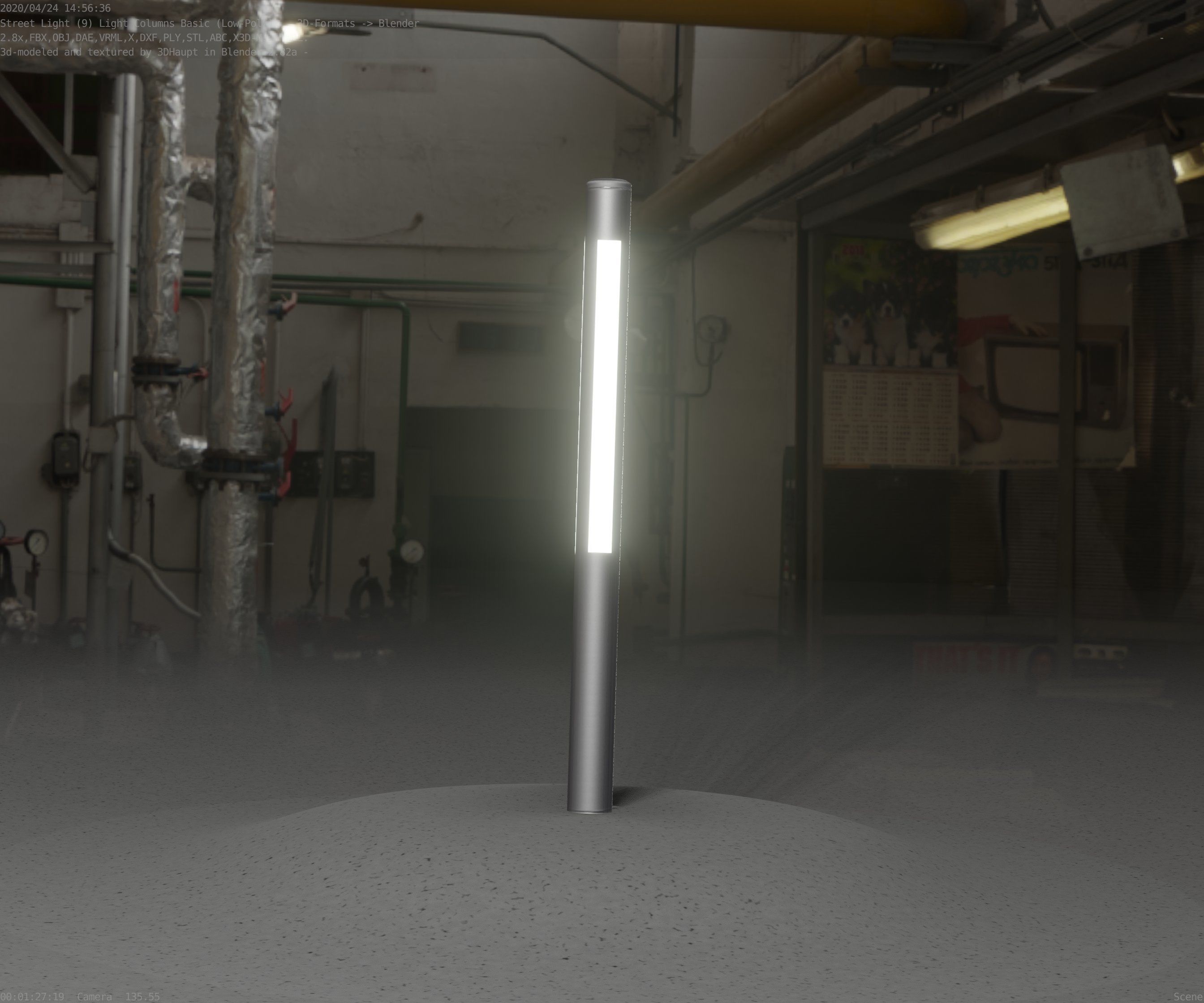 Low-Poly Basic Light Column 22 - Street Light Set-9 Low-poly 3D model_8