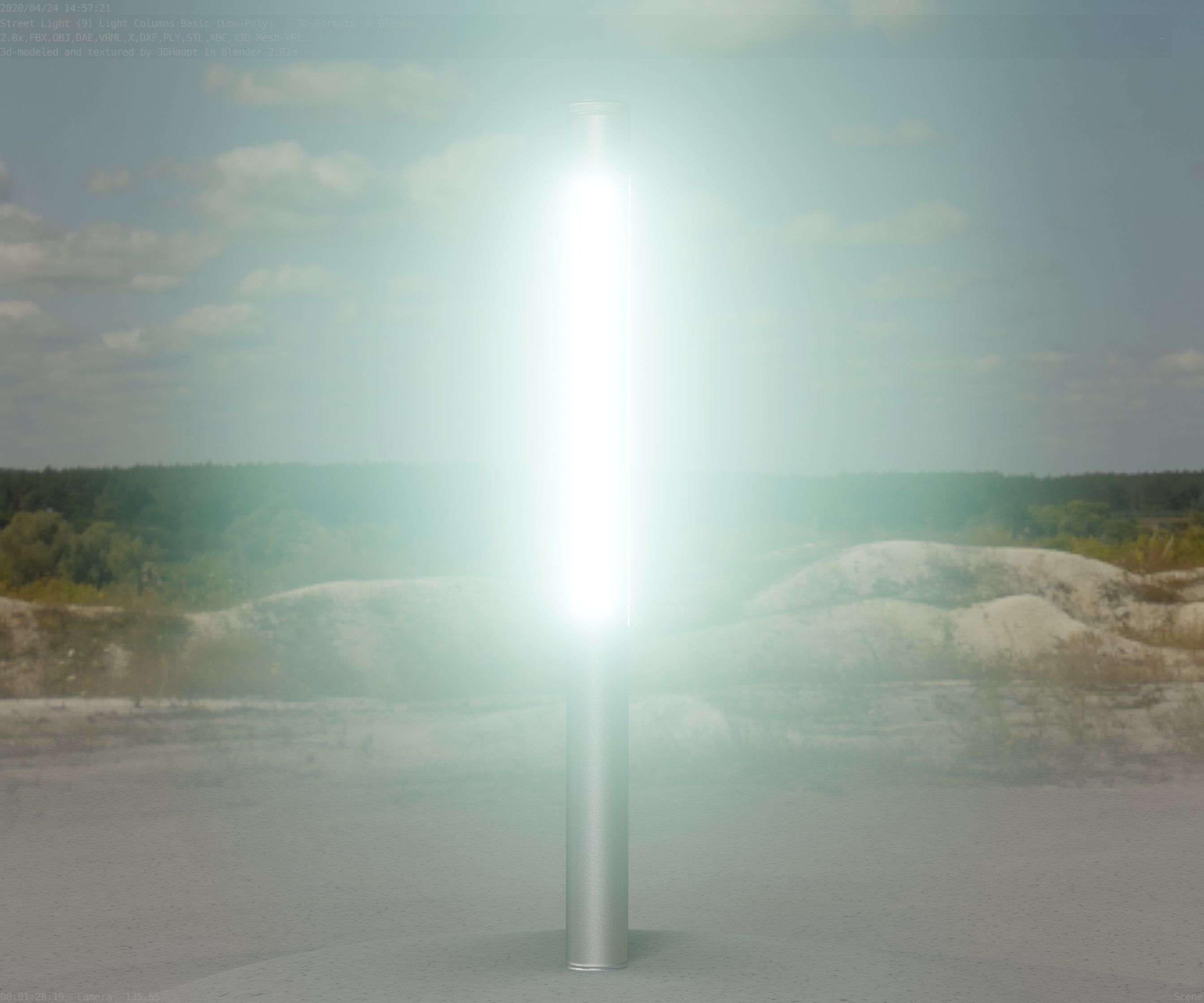 Low-Poly Basic Light Column 22 - Street Light Set-9 Low-poly 3D model_32