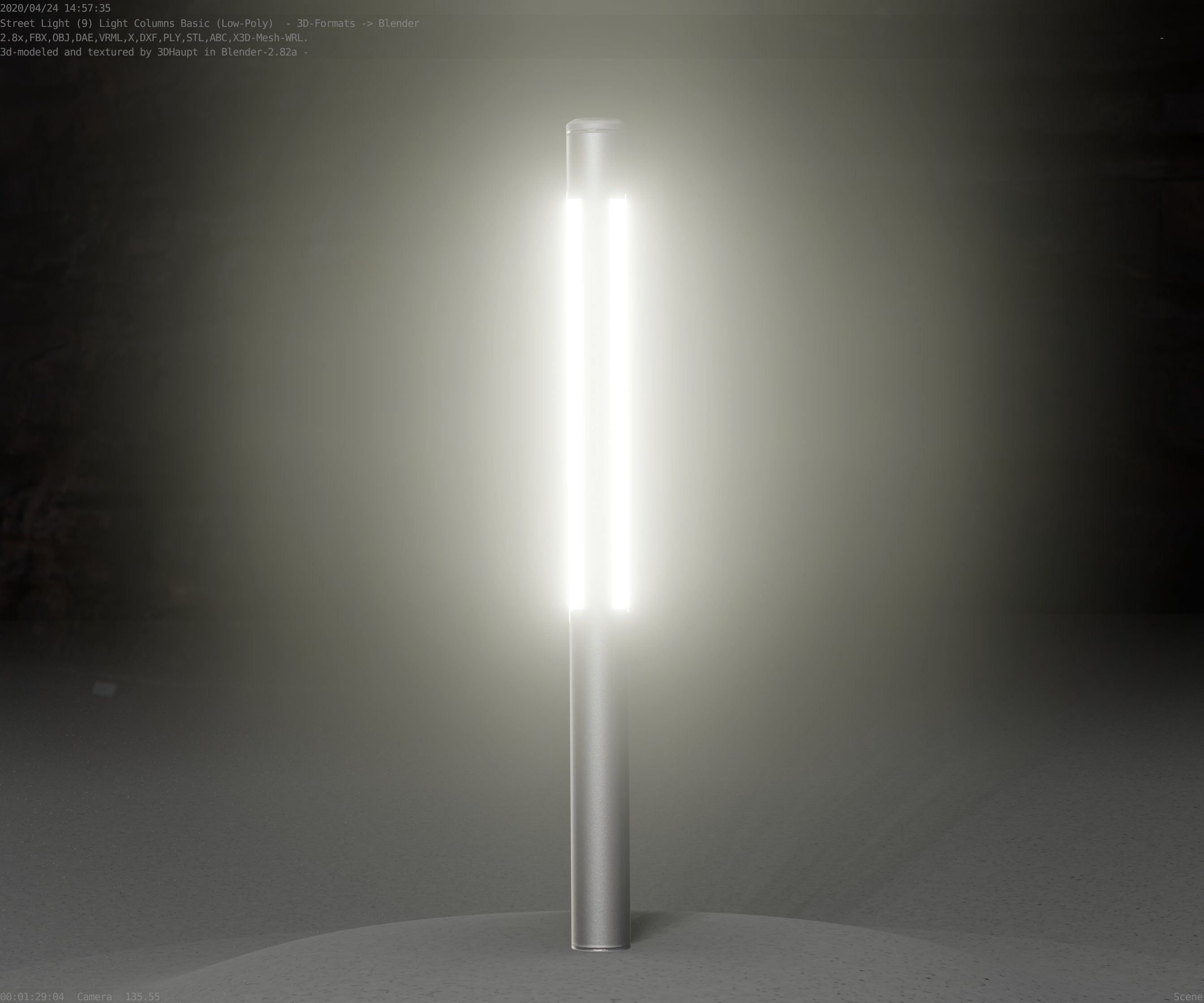 Low-Poly Basic Light Column 22 - Street Light Set-9 Low-poly 3D model_40