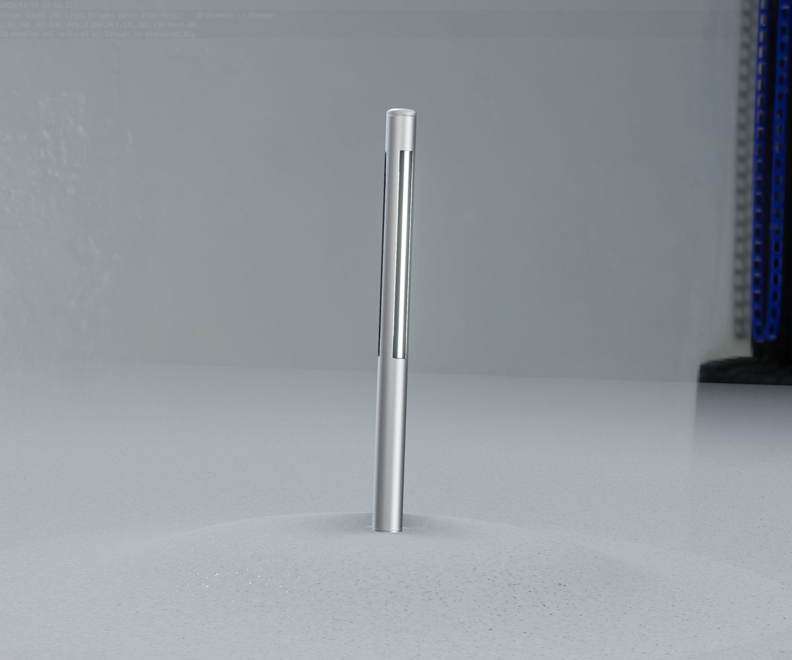 Low-Poly Basic Light Column 22 - Street Light Set-9 Low-poly 3D model_5