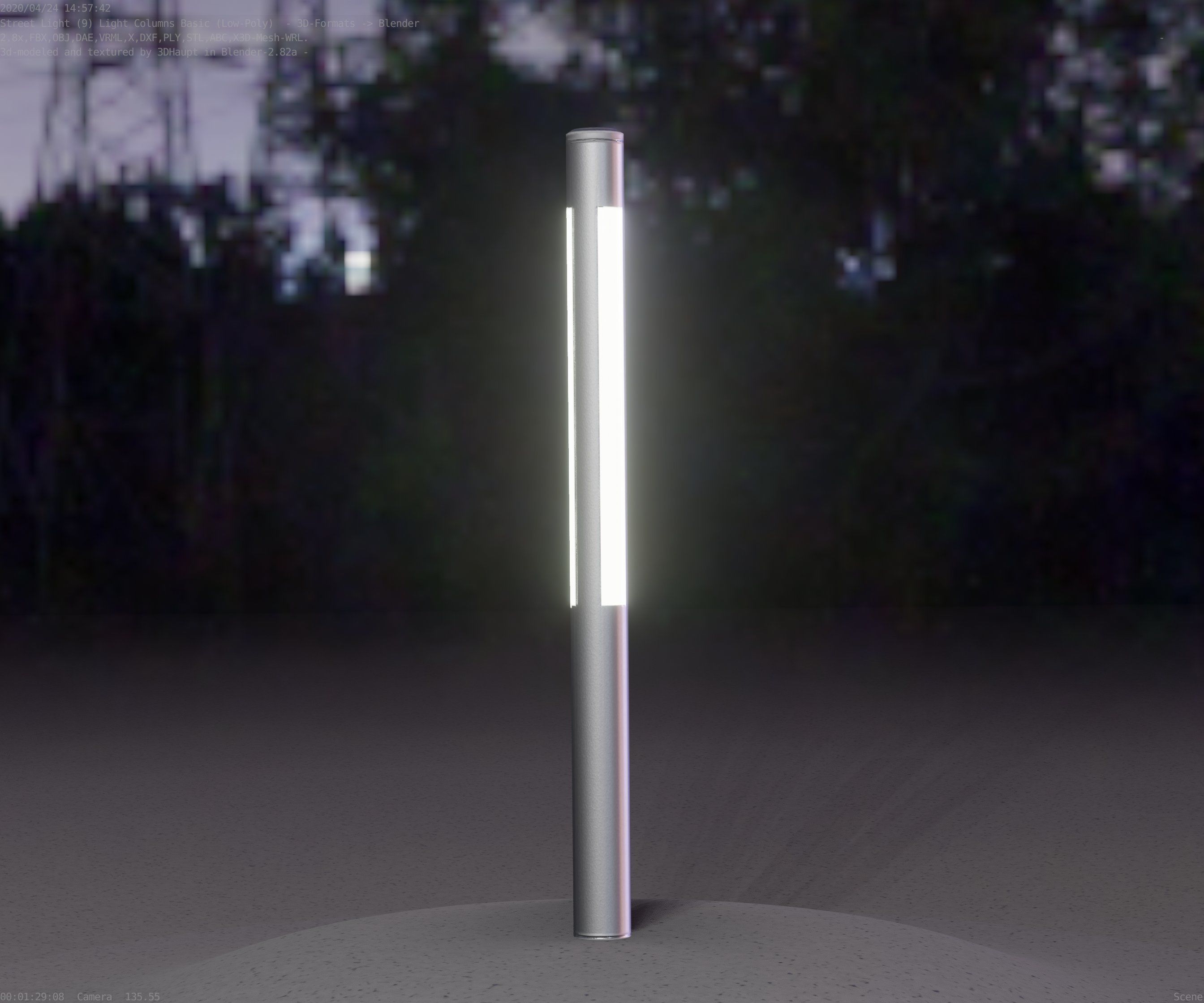 Low-Poly Basic Light Column 22 - Street Light Set-9 Low-poly 3D model_44