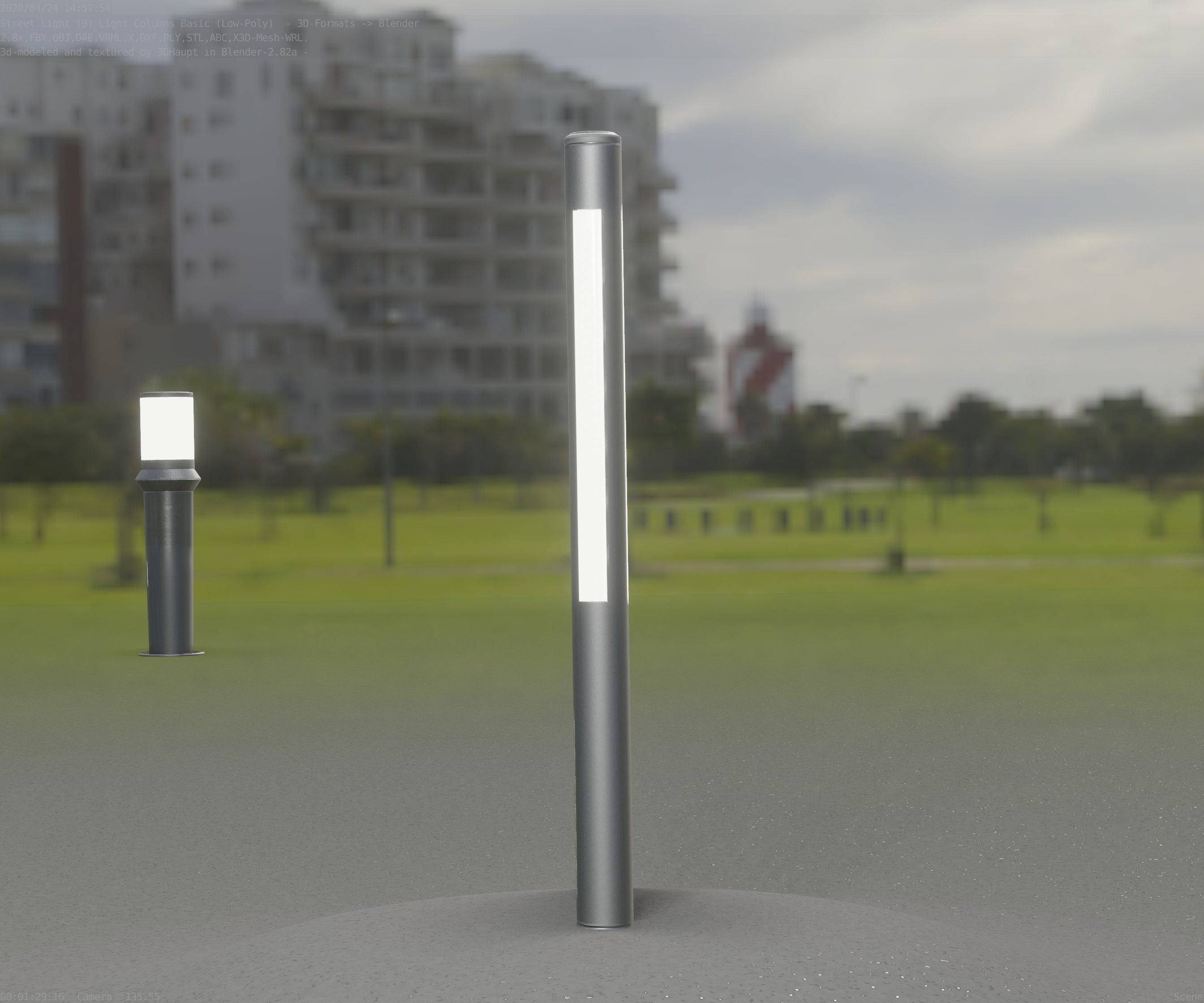 Low-Poly Basic Light Column 22 - Street Light Set-9 Low-poly 3D model_52