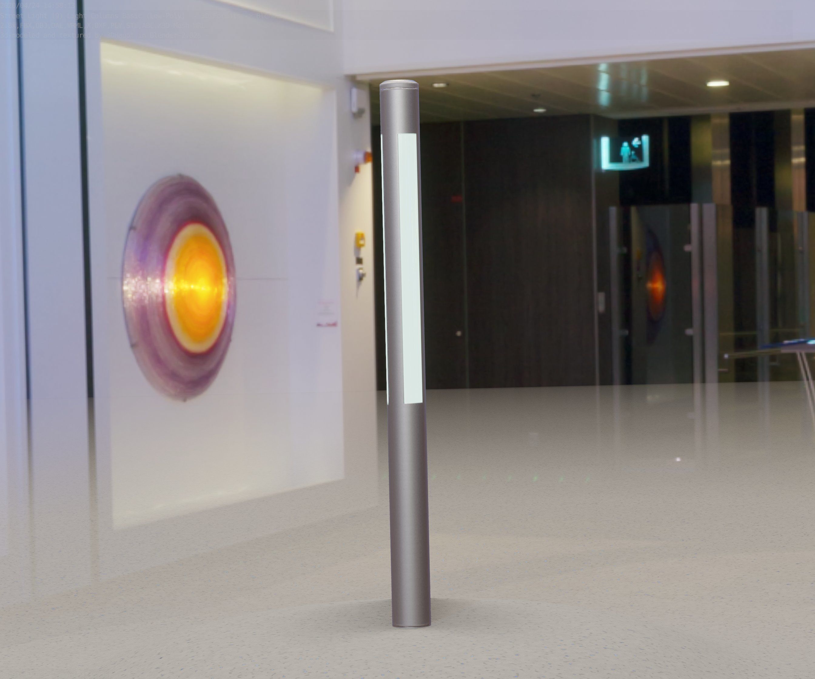 Low-Poly Basic Light Column 22 - Street Light Set-9 Low-poly 3D model_63