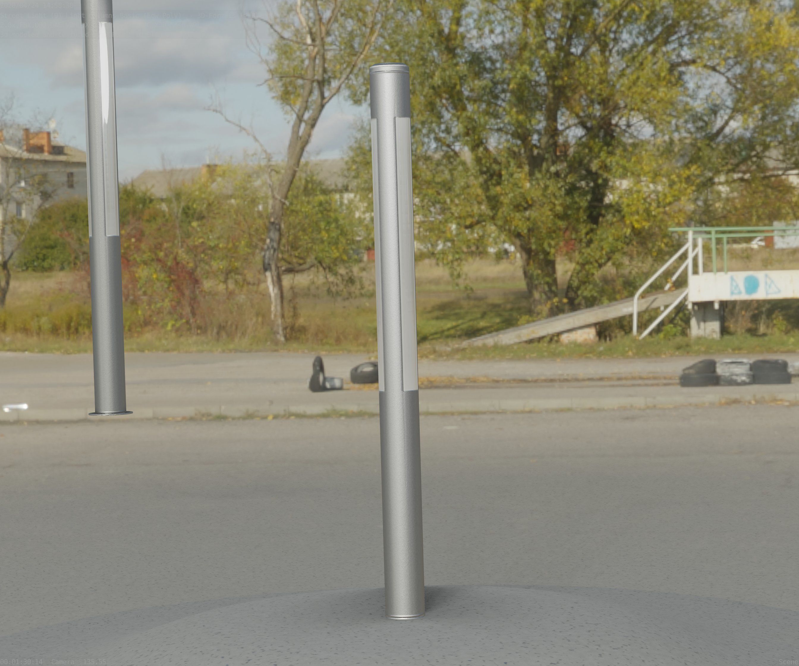 Low-Poly Basic Light Column 22 - Street Light Set-9 Low-poly 3D model_74