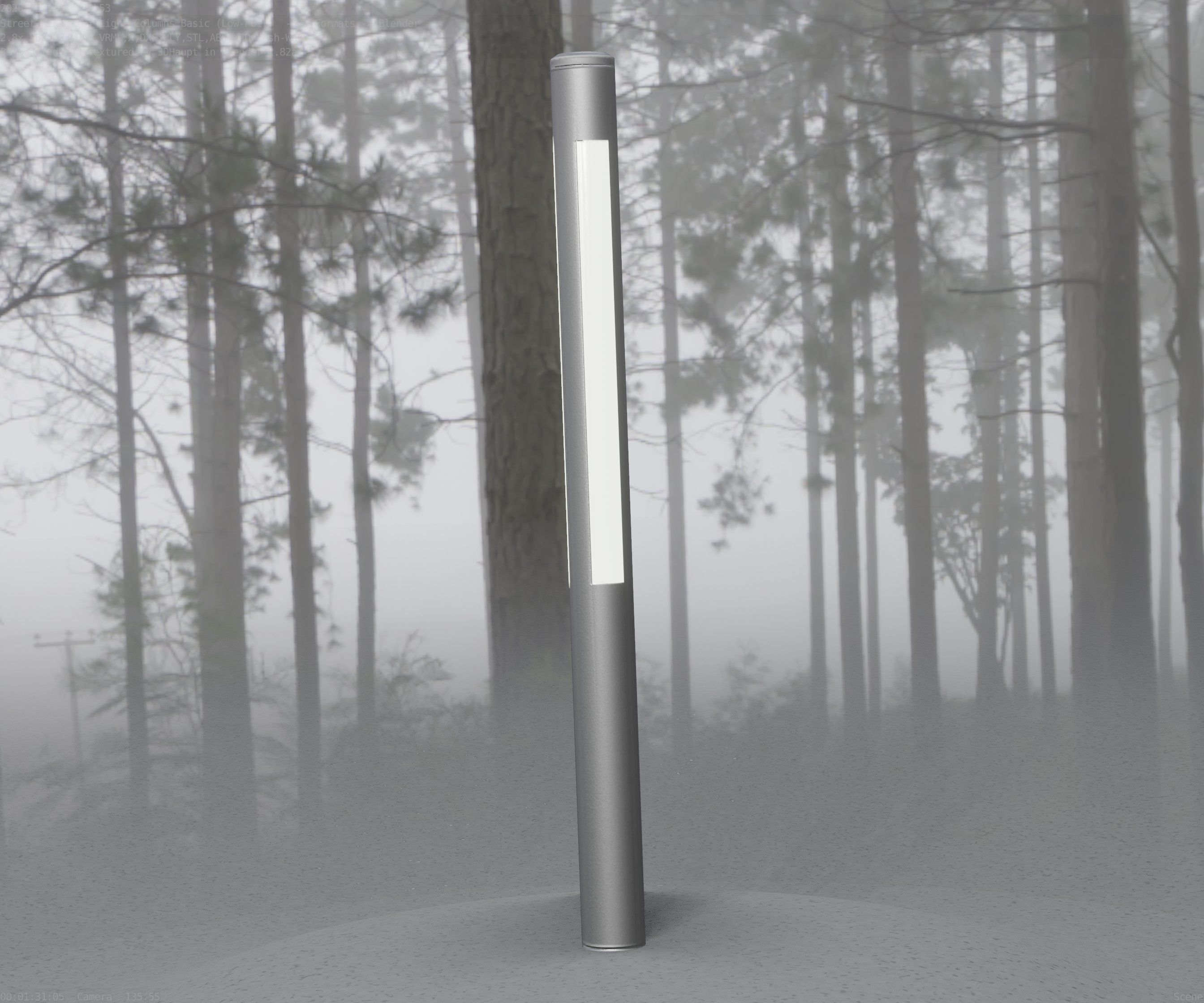 Low-Poly Basic Light Column 22 - Street Light Set-9 Low-poly 3D model_89
