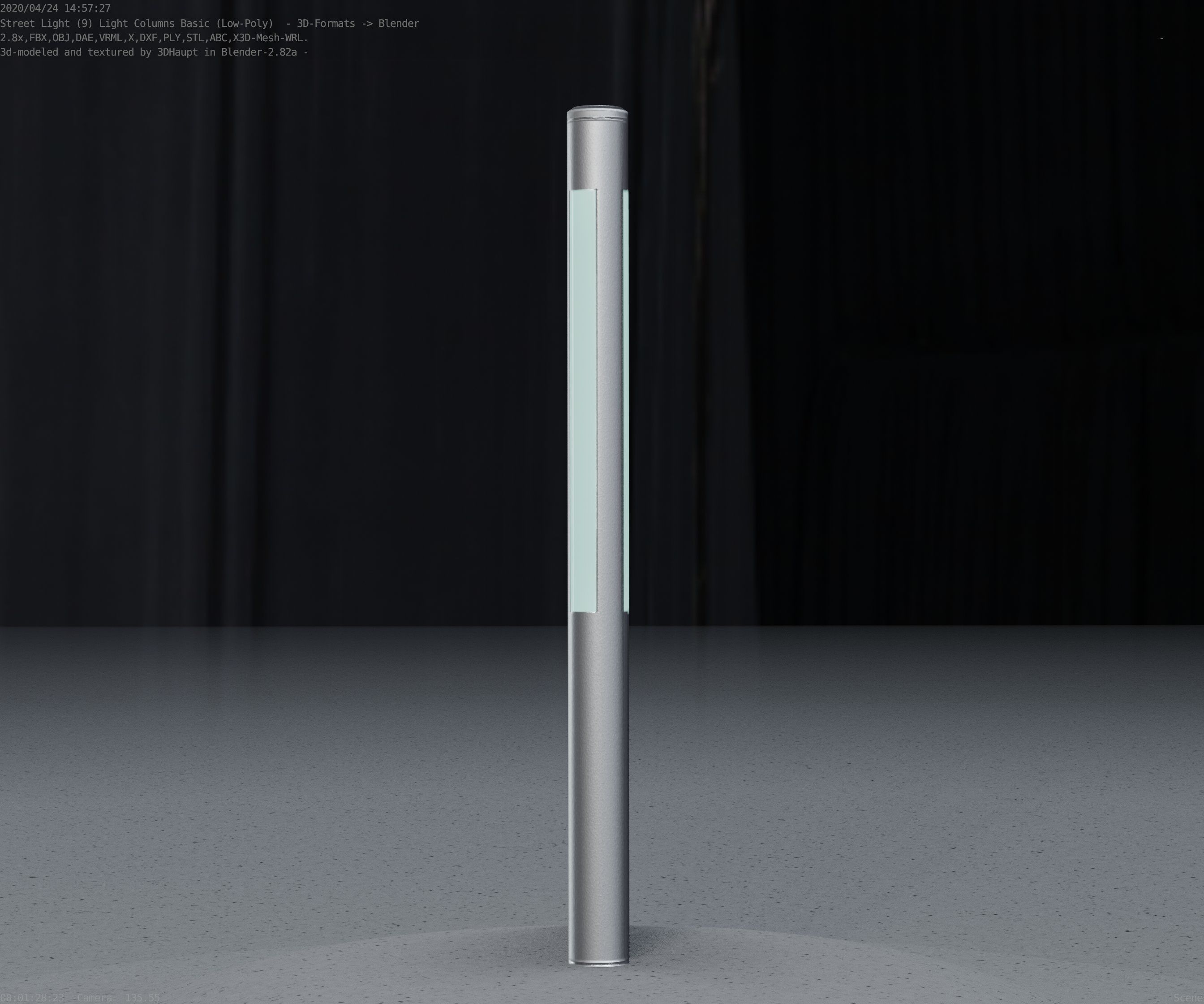 Low-Poly Basic Light Column 22 - Street Light Set-9 Low-poly 3D model_36