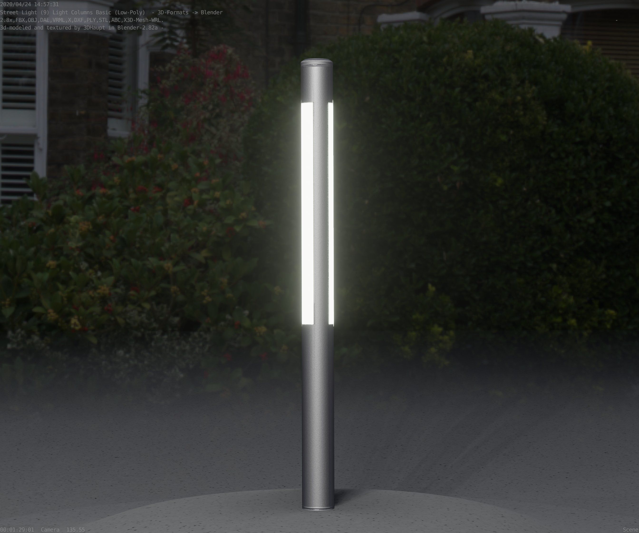 Low-Poly Basic Light Column 22 - Street Light Set-9 Low-poly 3D model_37