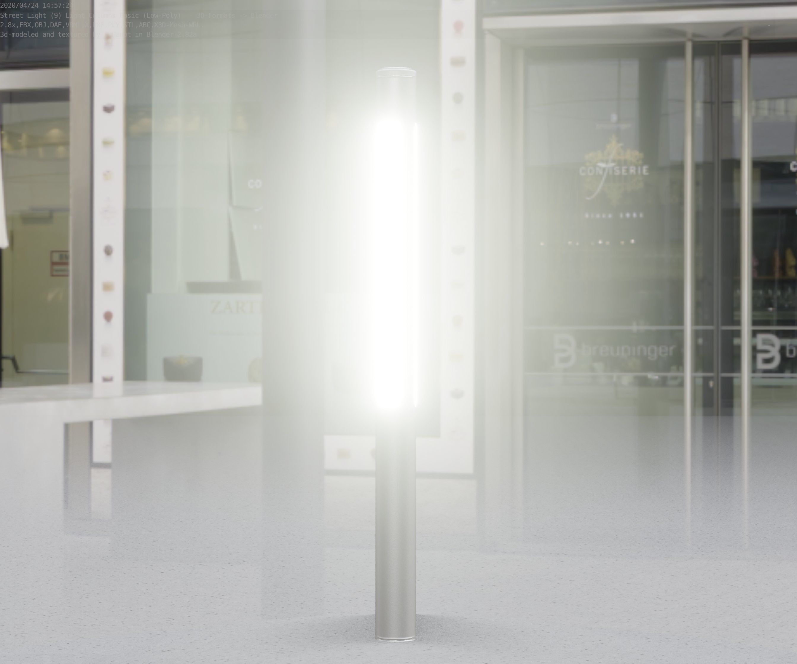 Low-Poly Basic Light Column 22 - Street Light Set-9 Low-poly 3D model_34