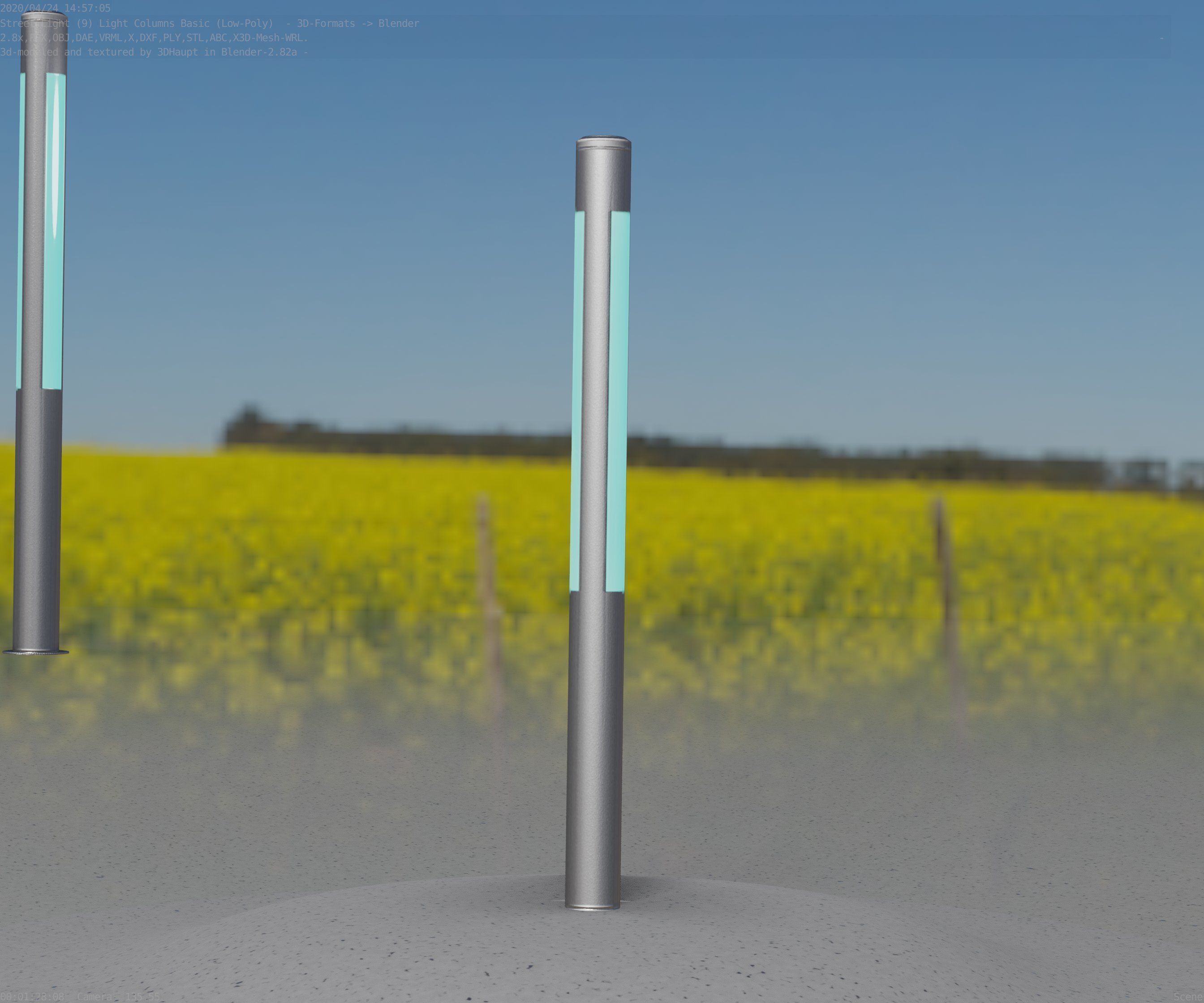 Low-Poly Basic Light Column 22 - Street Light Set-9 Low-poly 3D model_21