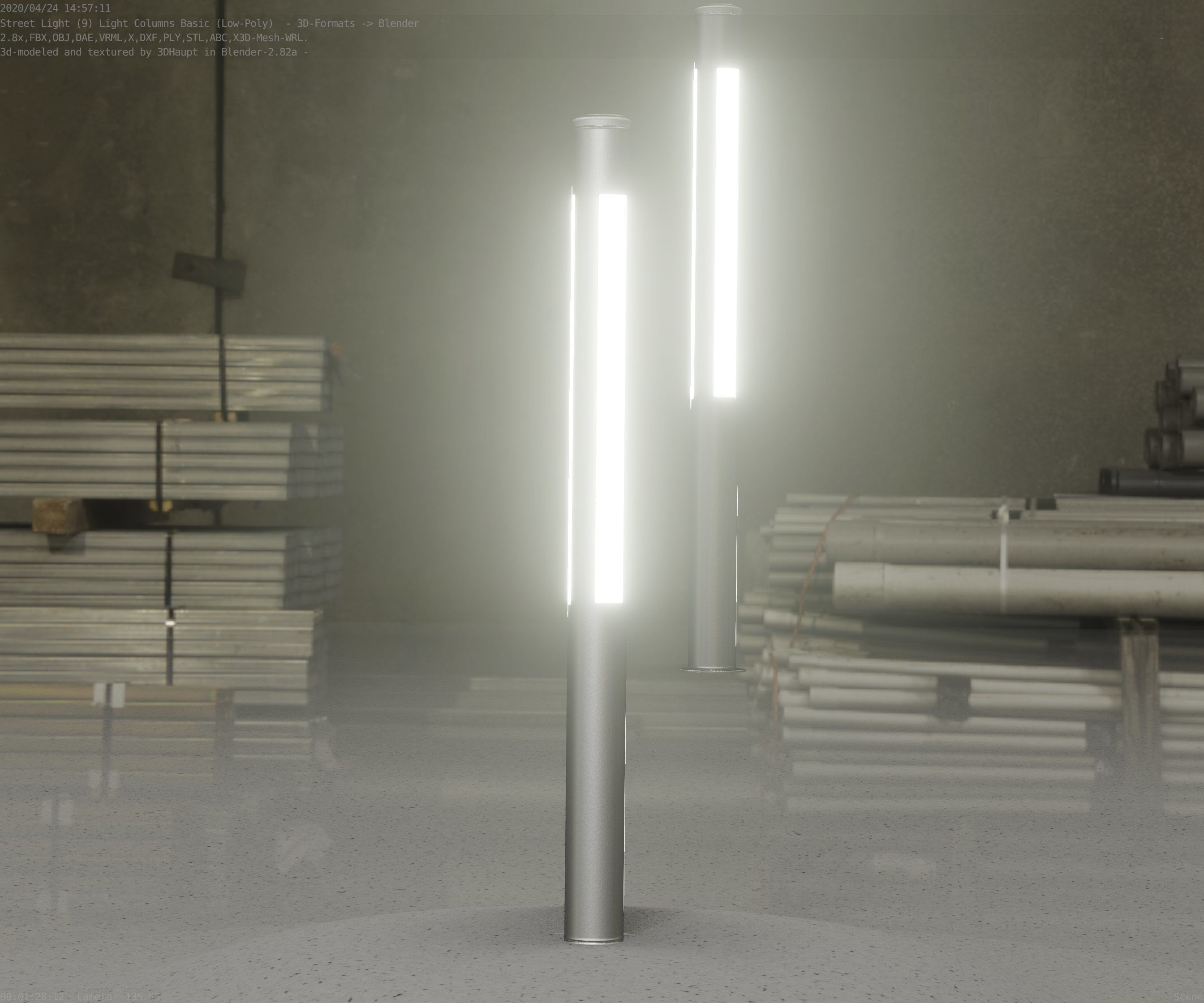 Low-Poly Basic Light Column 22 - Street Light Set-9 Low-poly 3D model_25