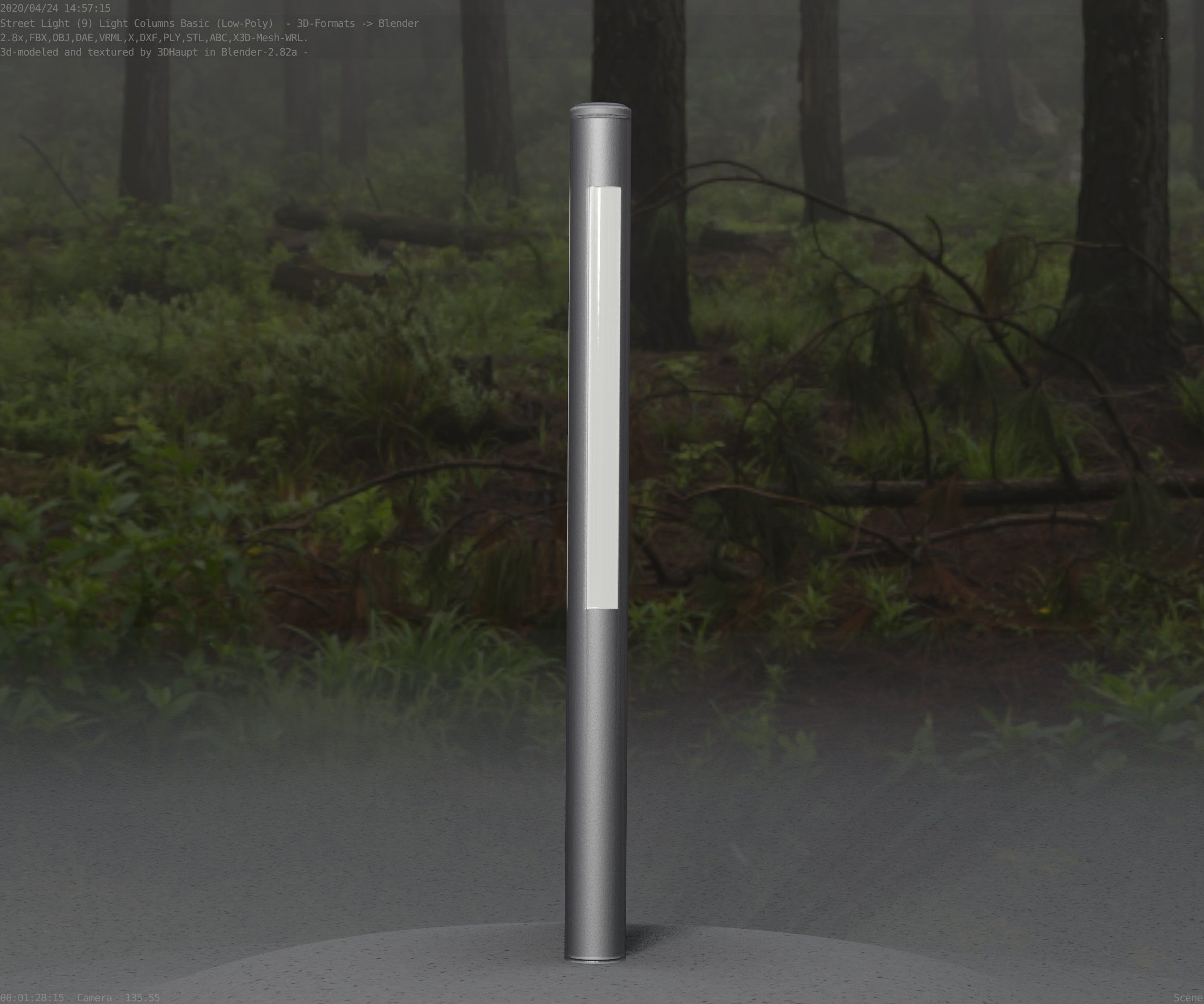 Low-Poly Basic Light Column 22 - Street Light Set-9 Low-poly 3D model_28