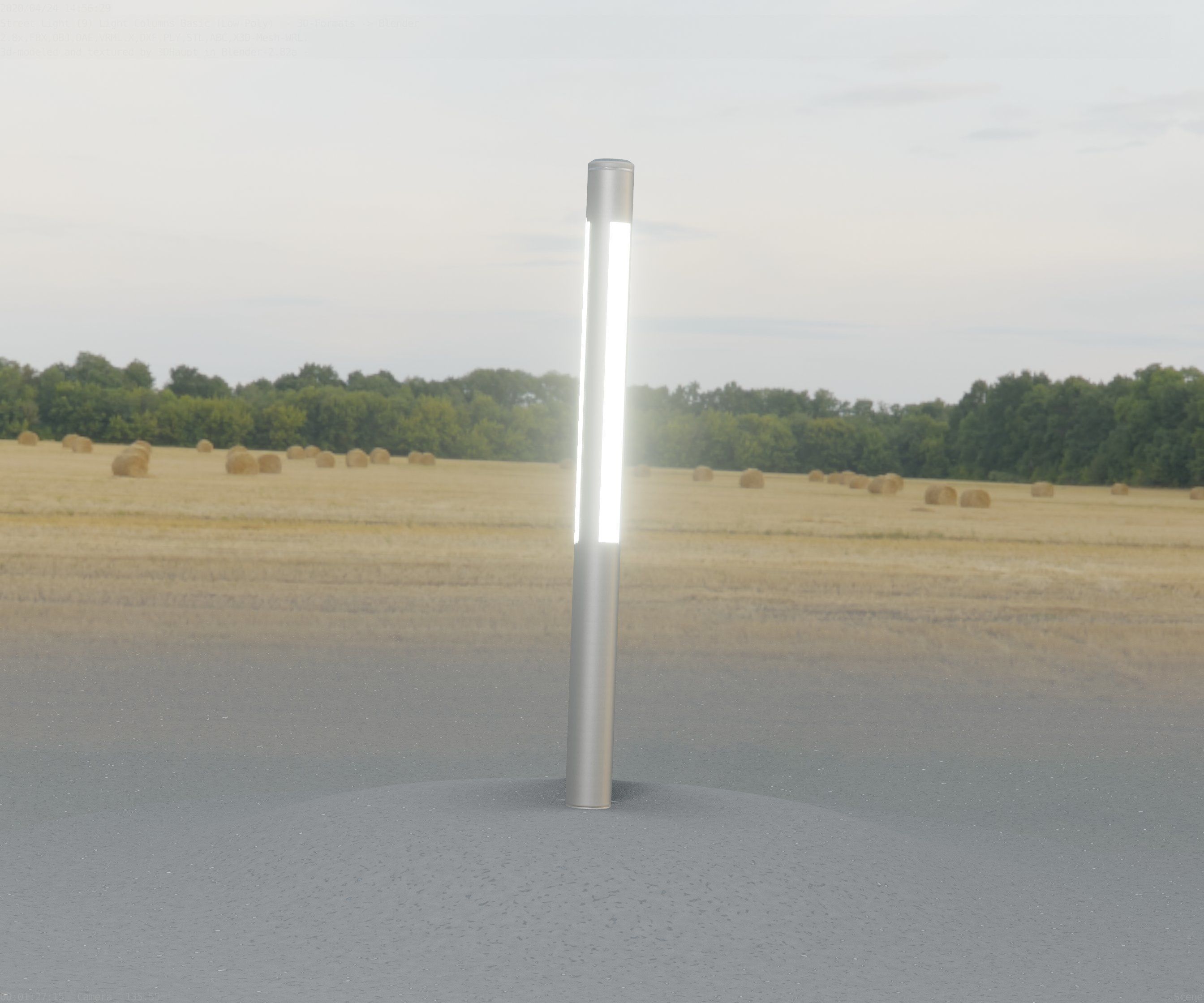 Low-Poly Basic Light Column 22 - Street Light Set-9 Low-poly 3D model_4