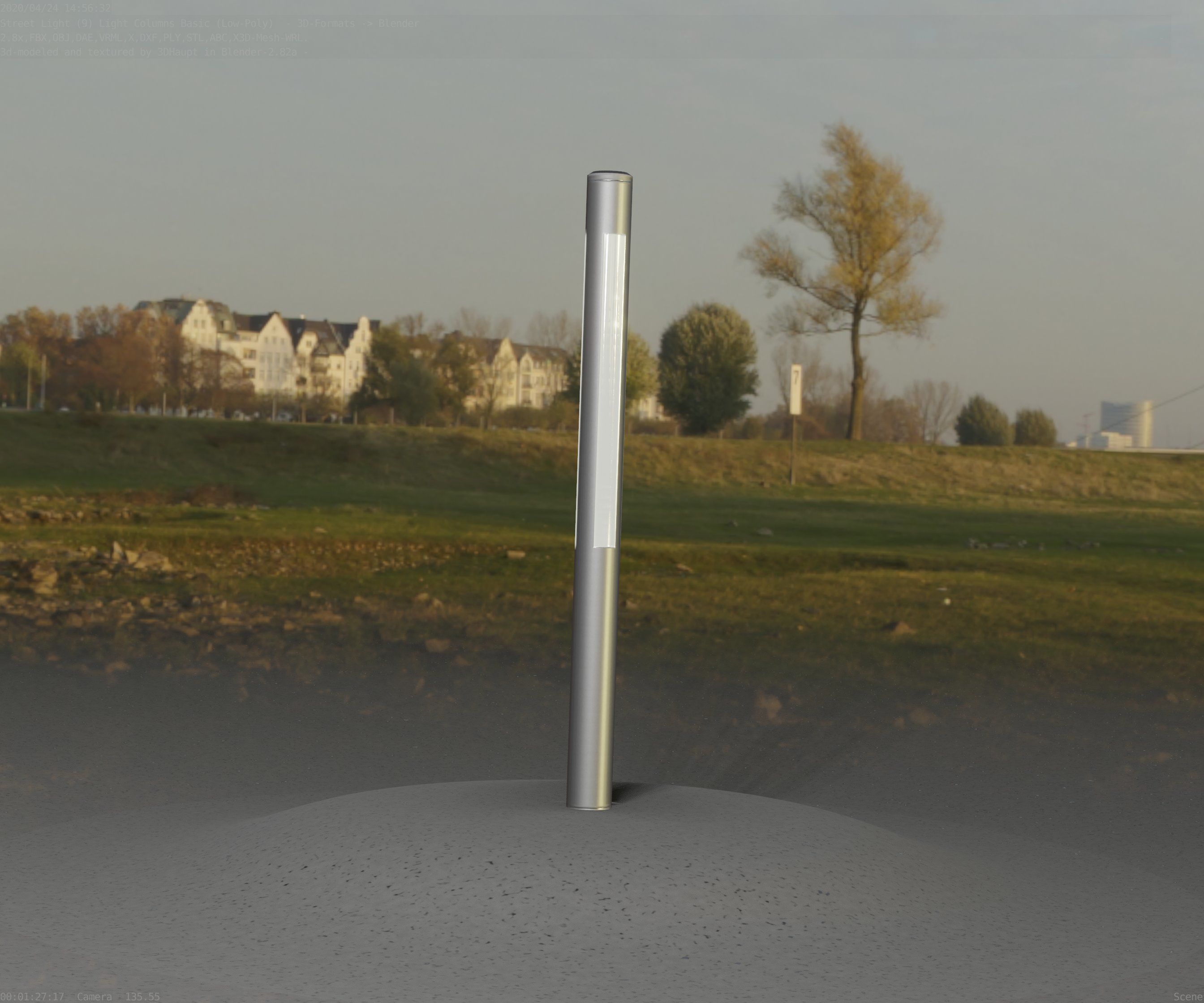 Low-Poly Basic Light Column 22 - Street Light Set-9 Low-poly 3D model_6