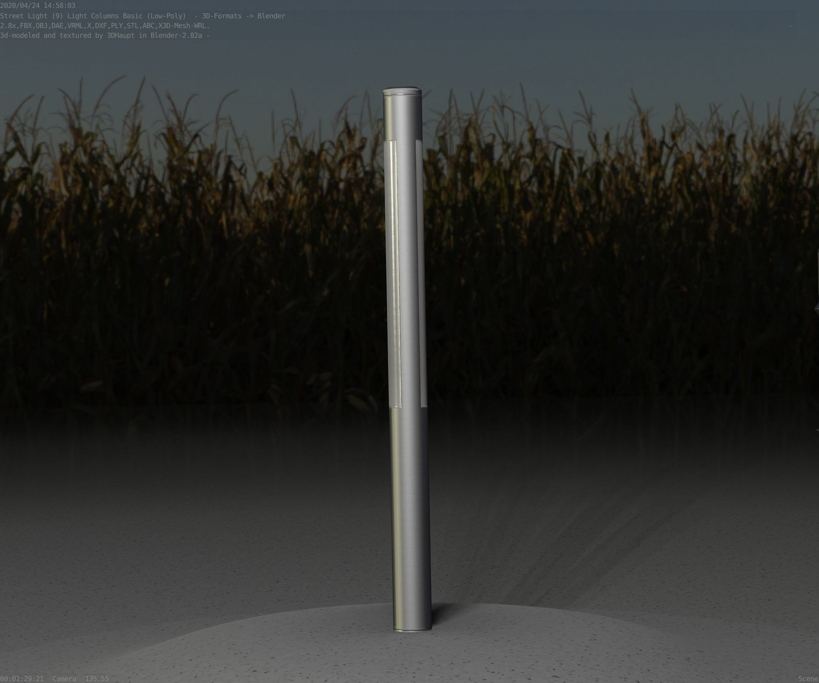 Low-Poly Basic Light Column 22 - Street Light Set-9 Low-poly 3D model_57