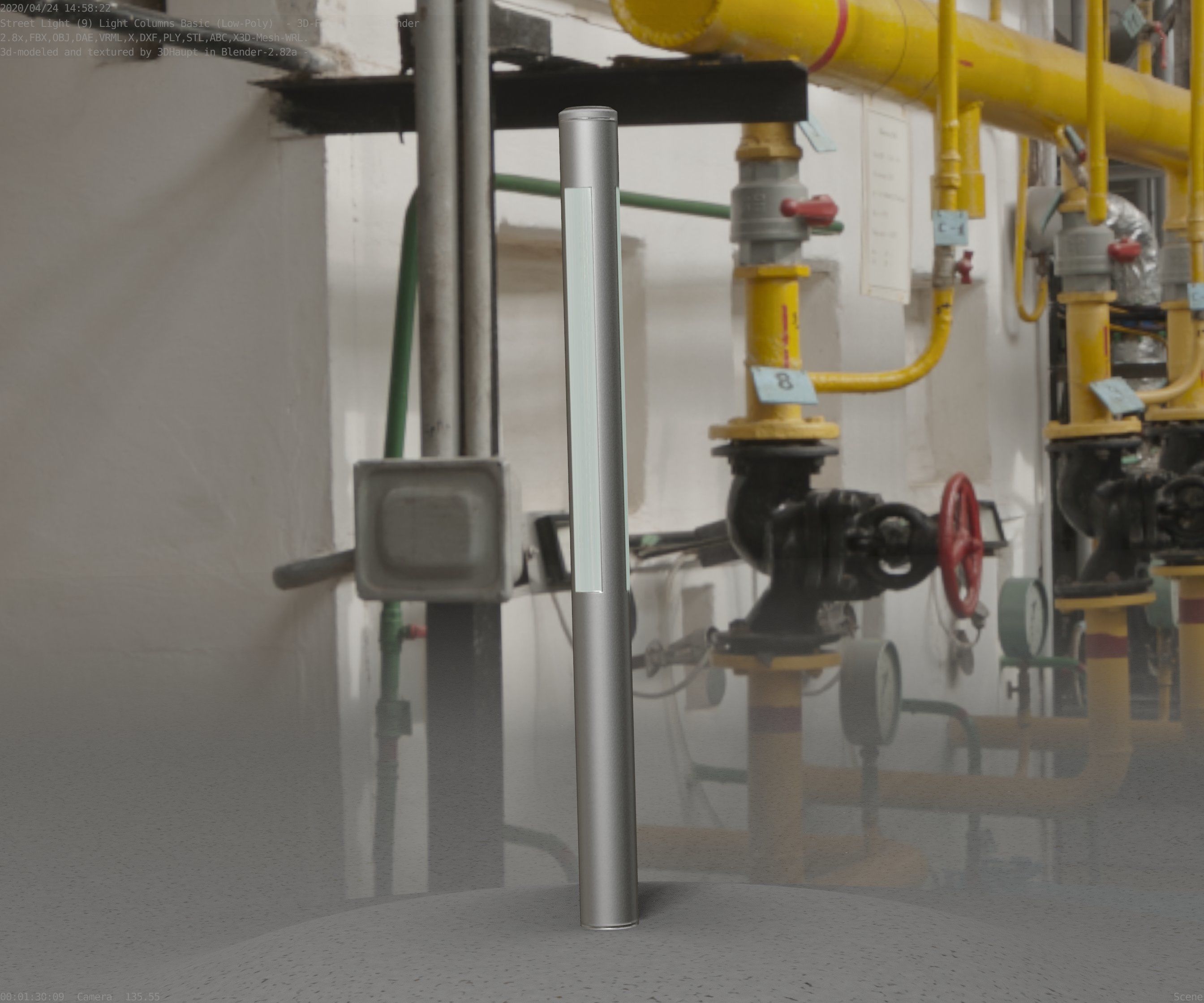 Low-Poly Basic Light Column 22 - Street Light Set-9 Low-poly 3D model_69