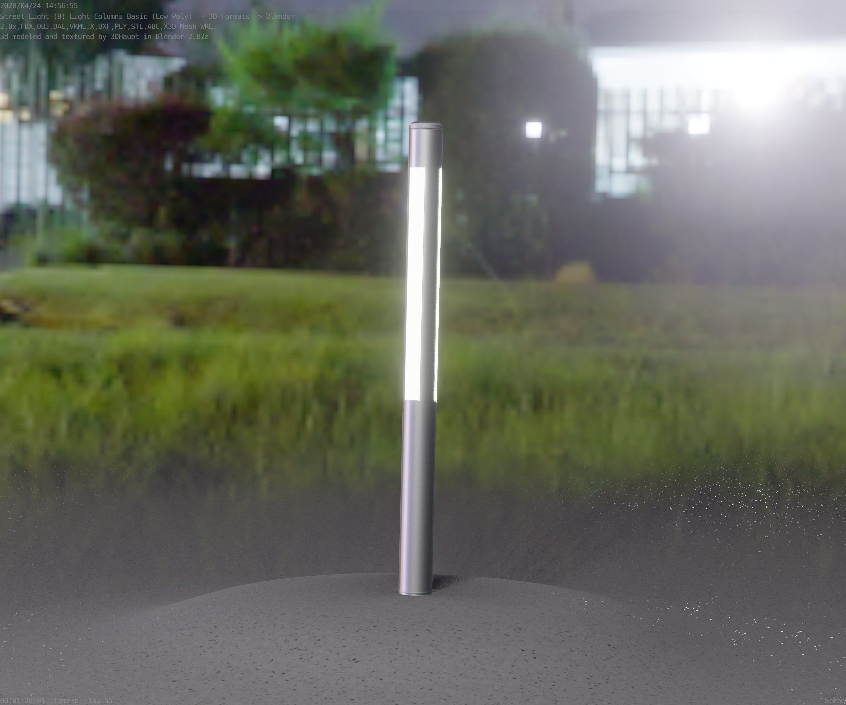 Low-Poly Basic Light Column 22 - Street Light Set-9 Low-poly 3D model_14