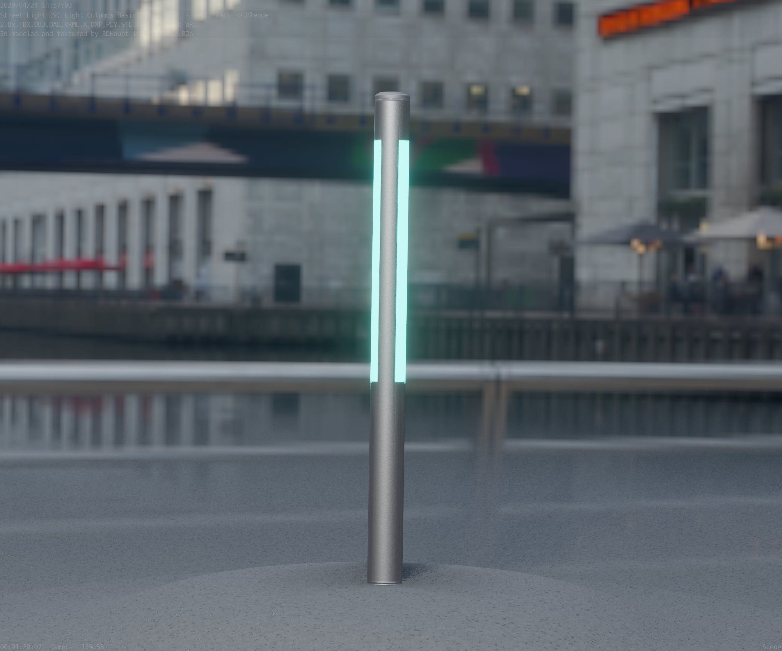 Low-Poly Basic Light Column 22 - Street Light Set-9 Low-poly 3D model_20