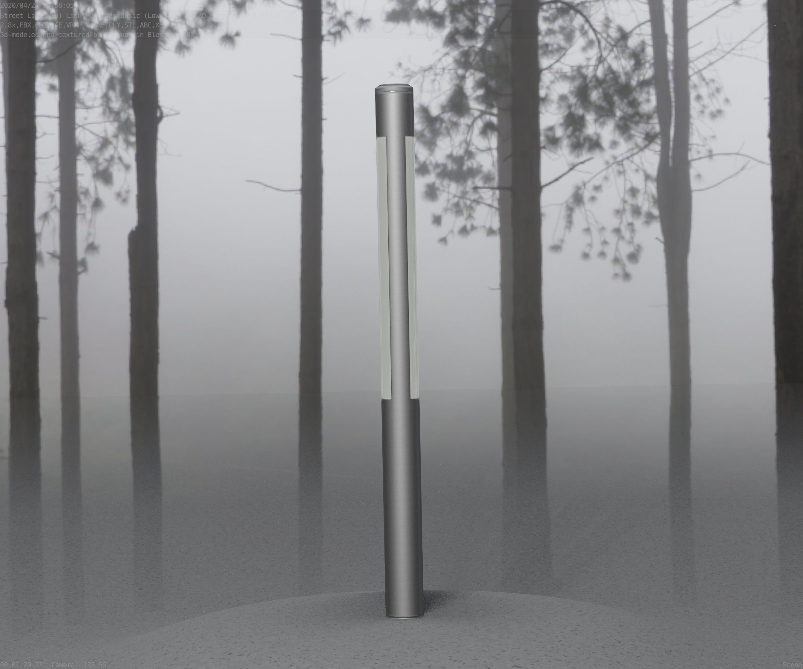 Low-Poly Basic Light Column 22 - Street Light Set-9 Low-poly 3D model_58