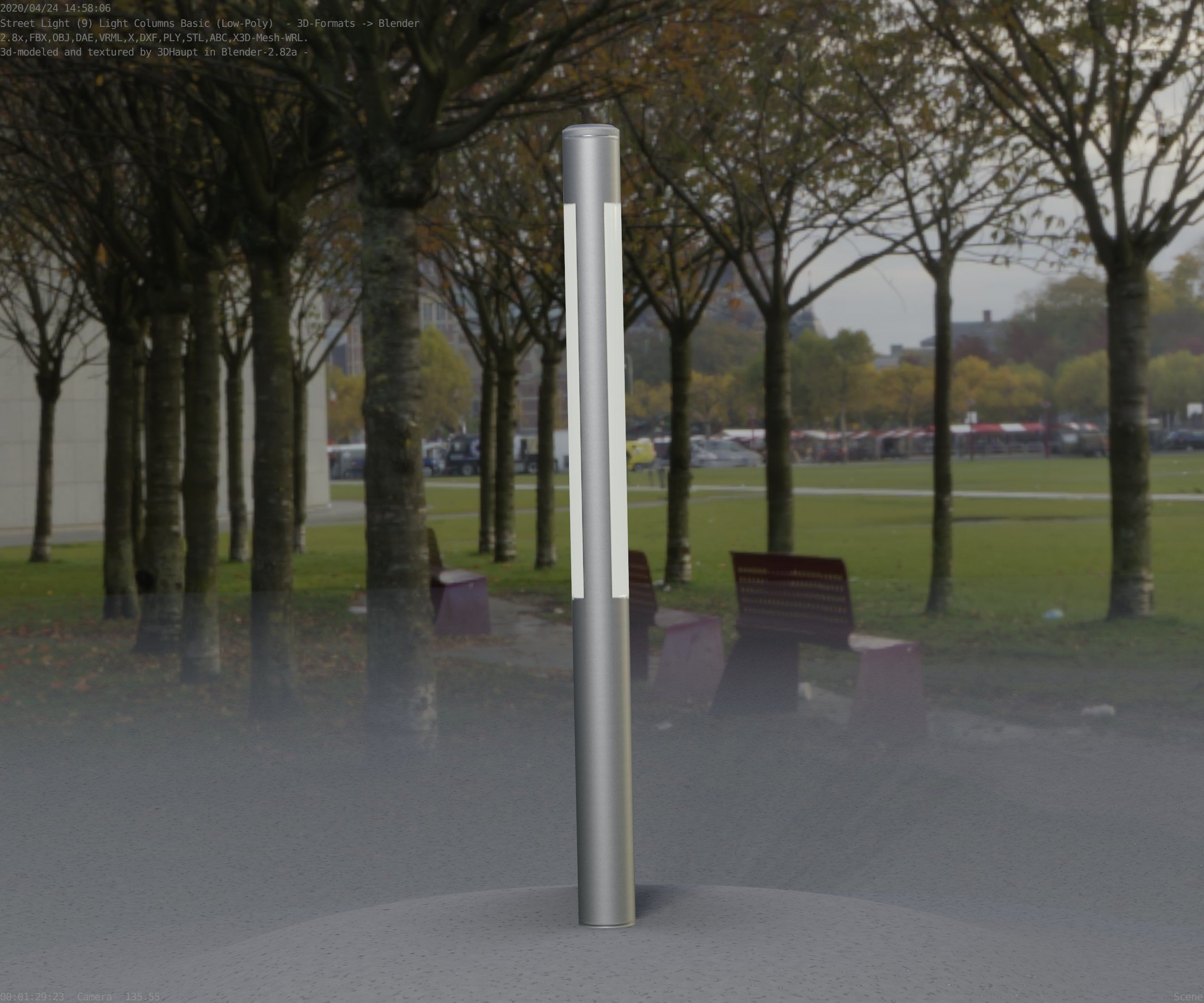 Low-Poly Basic Light Column 22 - Street Light Set-9 Low-poly 3D model_59