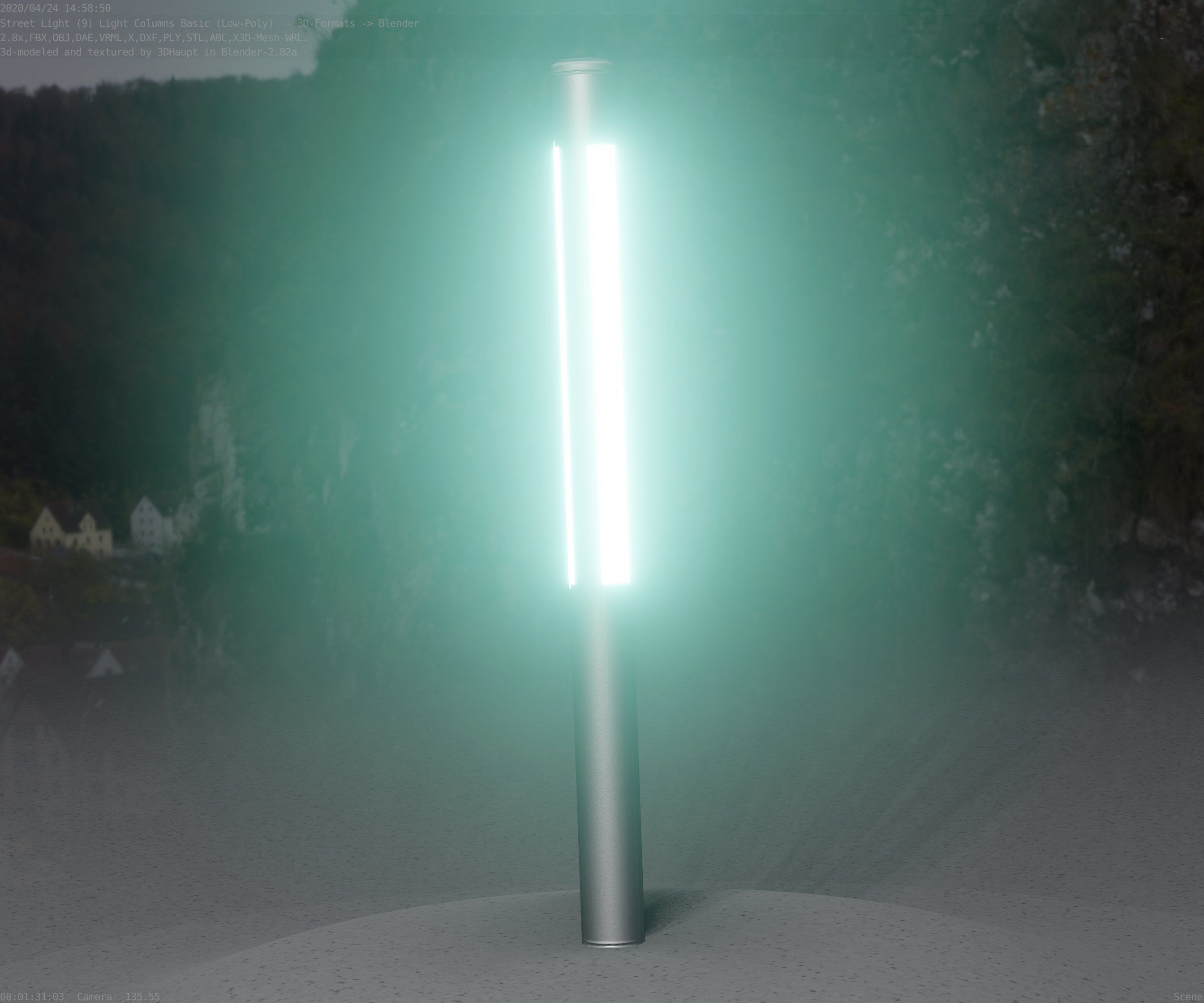 Low-Poly Basic Light Column 22 - Street Light Set-9 Low-poly 3D model_87