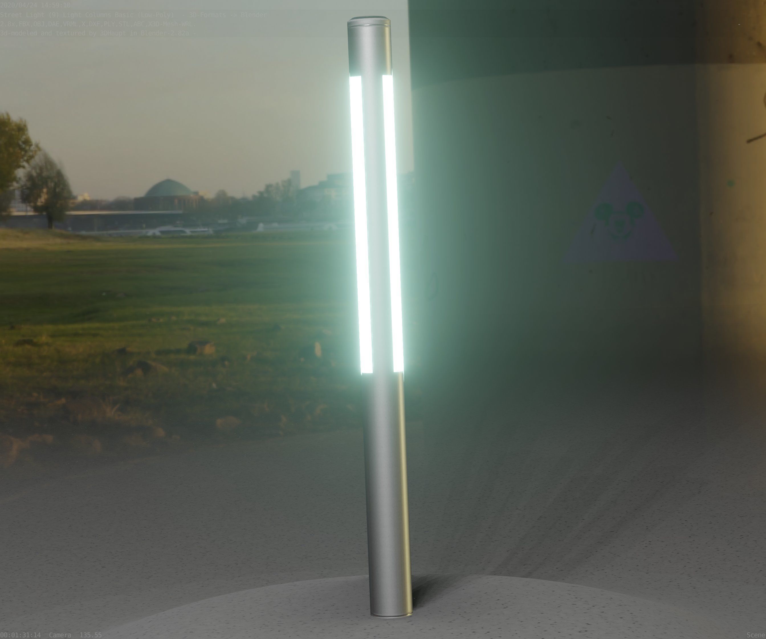 Low-Poly Basic Light Column 22 - Street Light Set-9 Low-poly 3D model_98