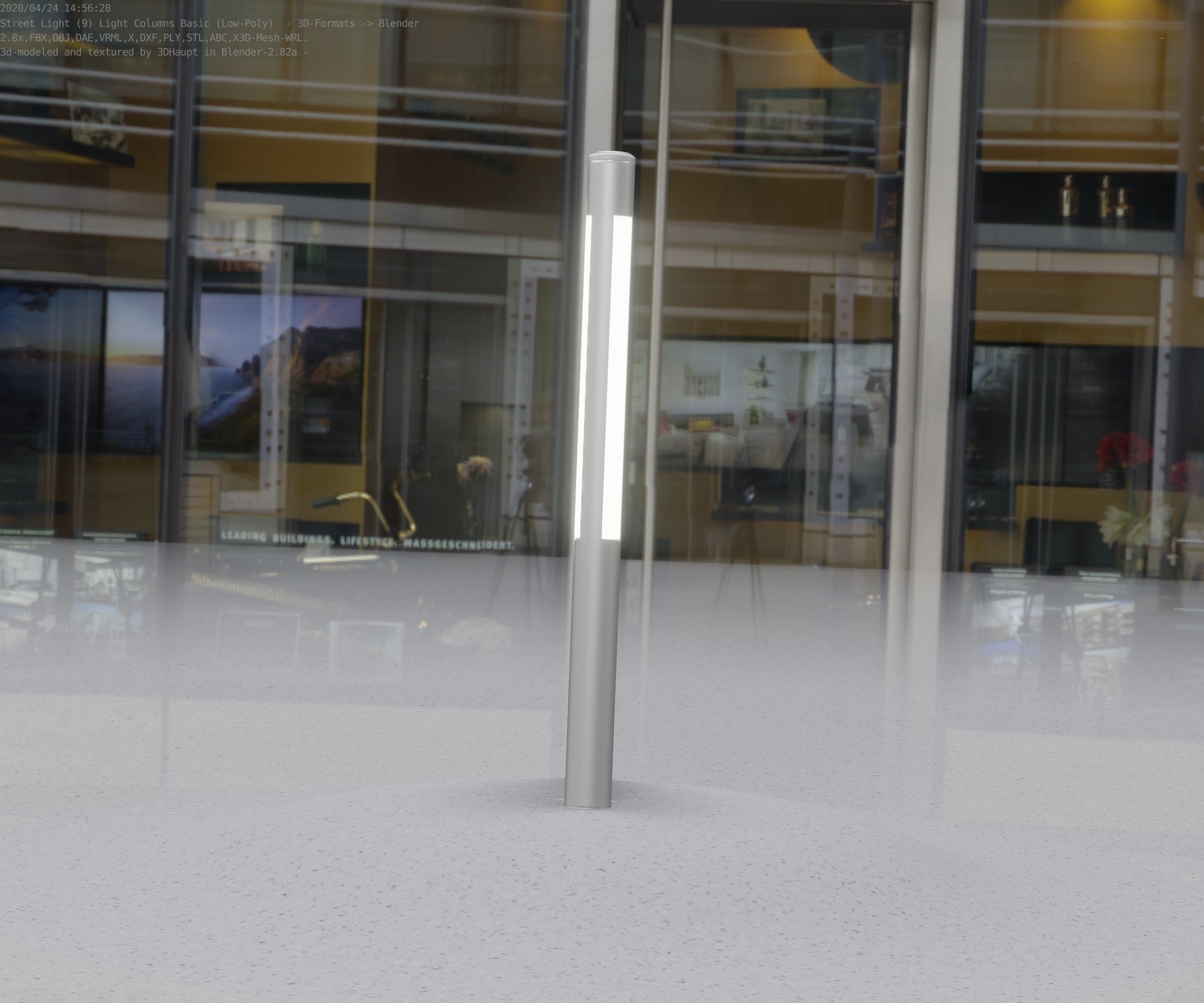 Low-Poly Basic Light Column 22 - Street Light Set-9 Low-poly 3D model_3