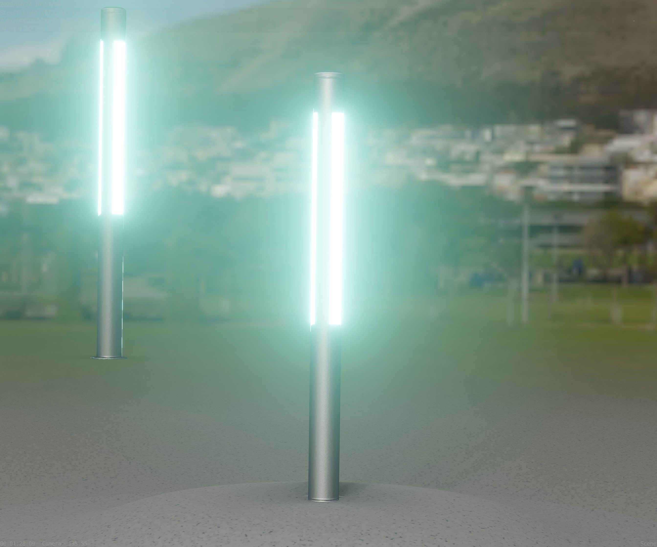 Low-Poly Basic Light Column 22 - Street Light Set-9 Low-poly 3D model_22
