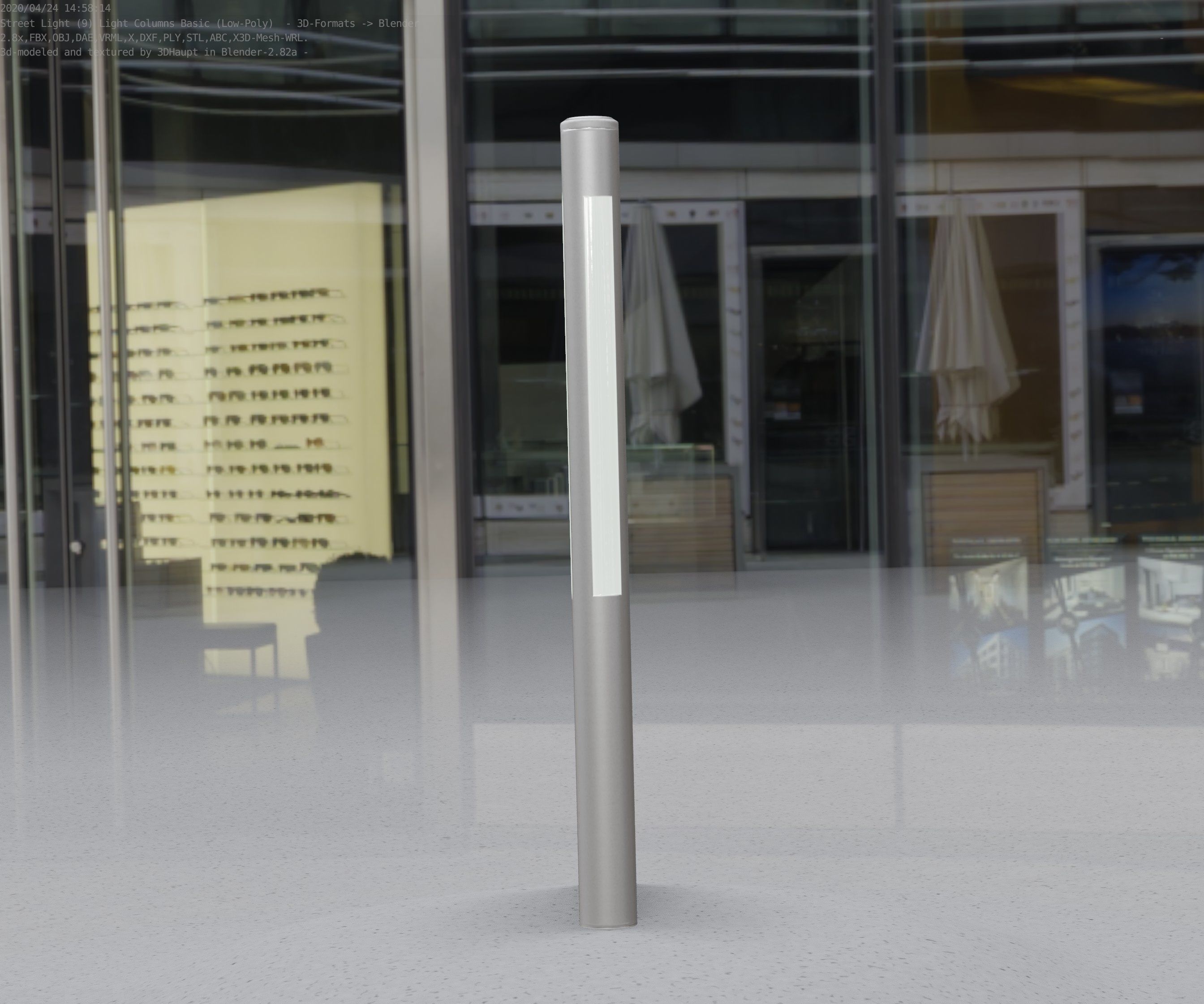 Low-Poly Basic Light Column 22 - Street Light Set-9 Low-poly 3D model_64