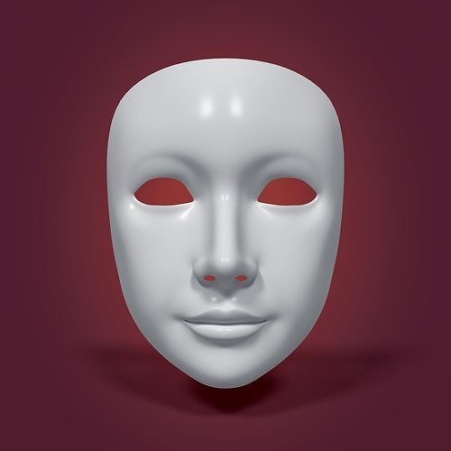 Theater Mask with Neutral Expressions V3  Low-poly 3D model