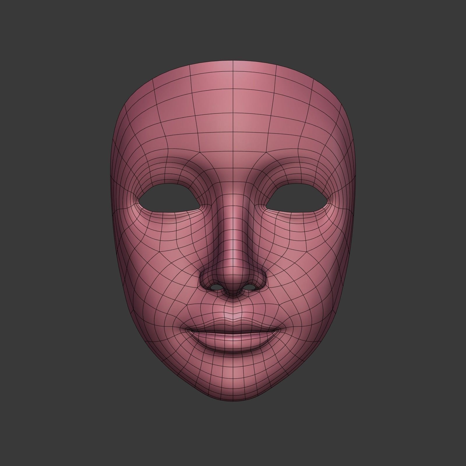 Theater Mask with Neutral Expressions V3  Low-poly 3D model_2