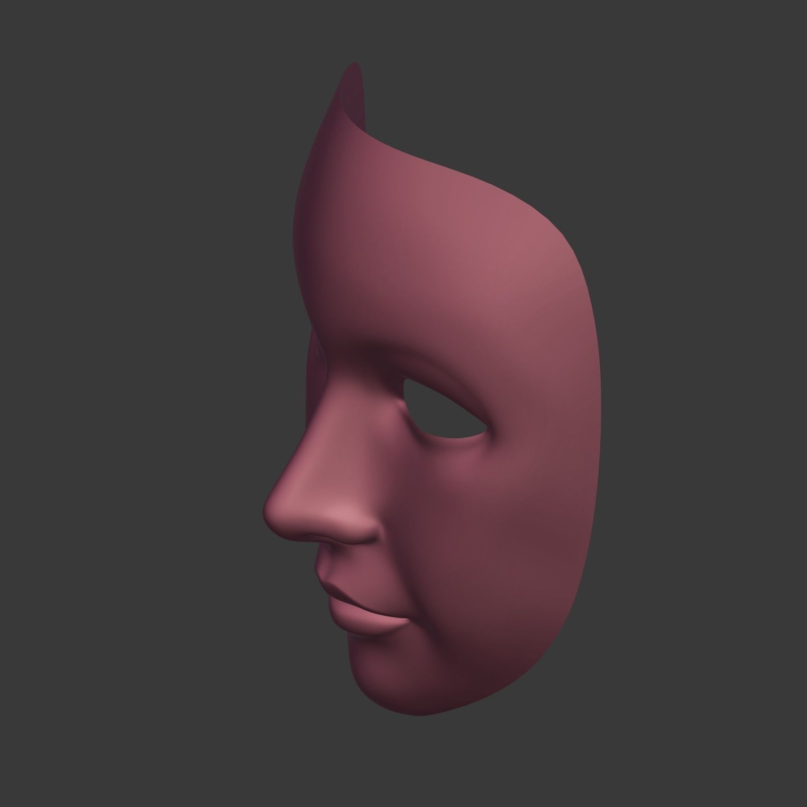 Theater Mask with Neutral Expressions V3  Low-poly 3D model_9