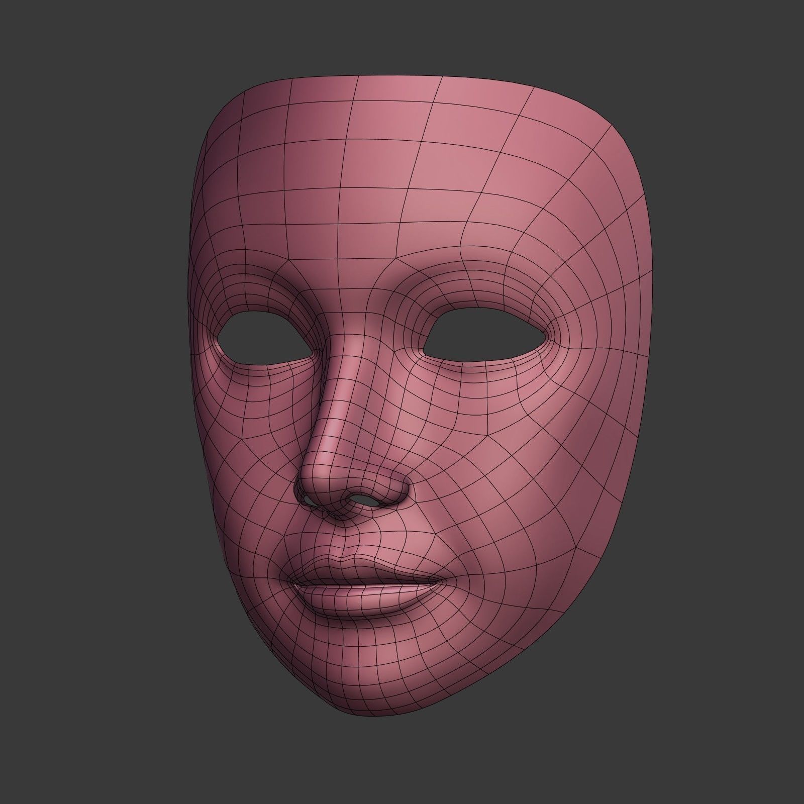 Theater Mask with Neutral Expressions V3  Low-poly 3D model_6