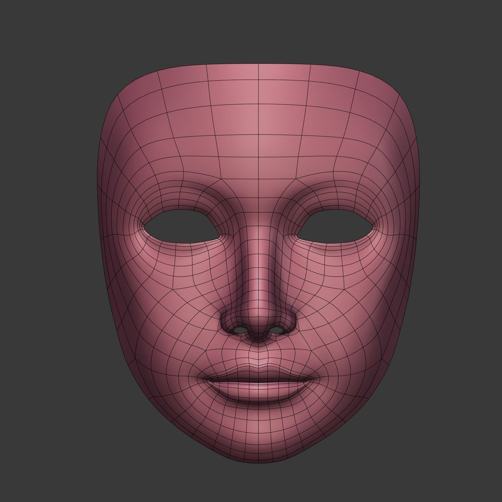 Theater Mask with Neutral Expressions V3  Low-poly 3D model_4