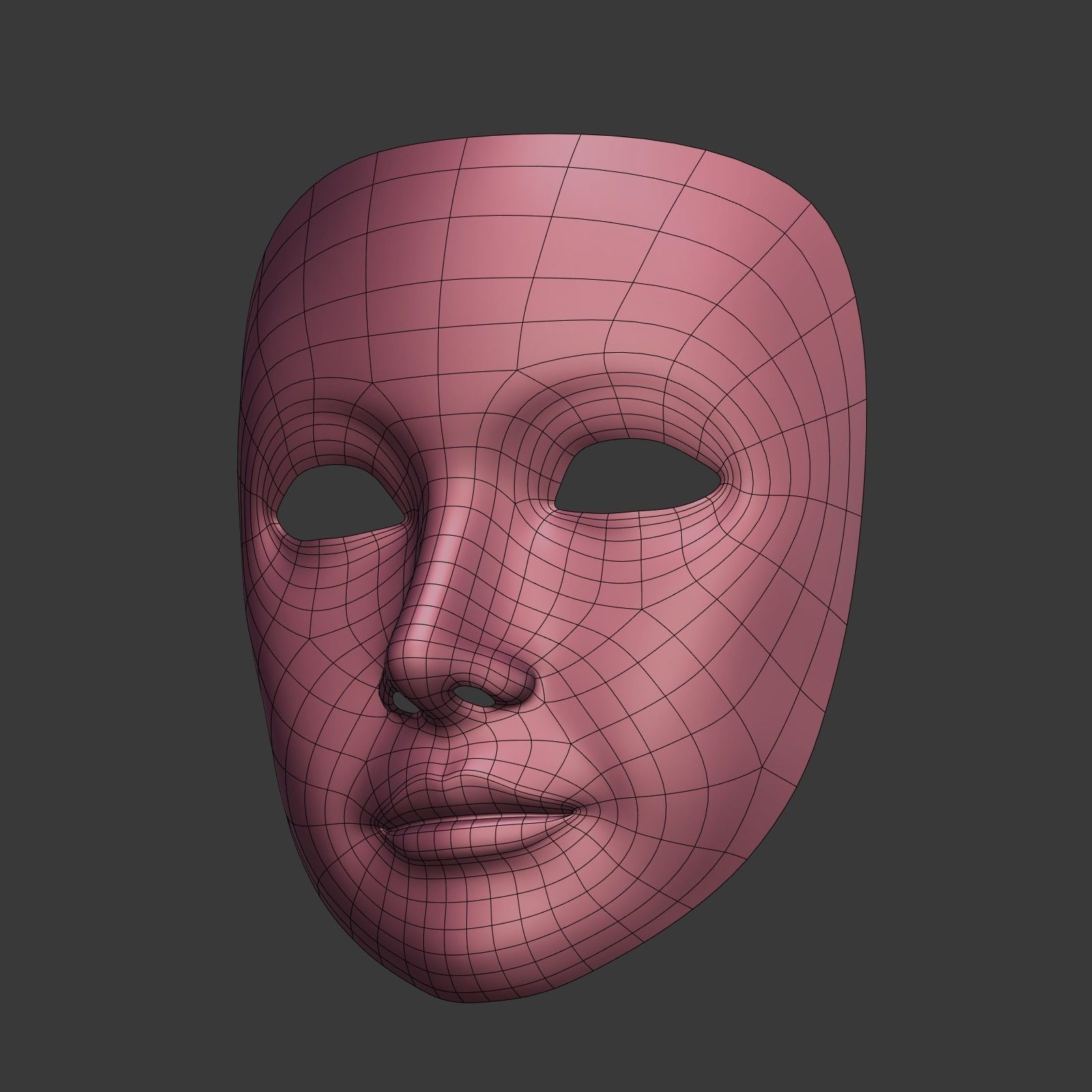 Theater Mask with Neutral Expressions V3  Low-poly 3D model_12